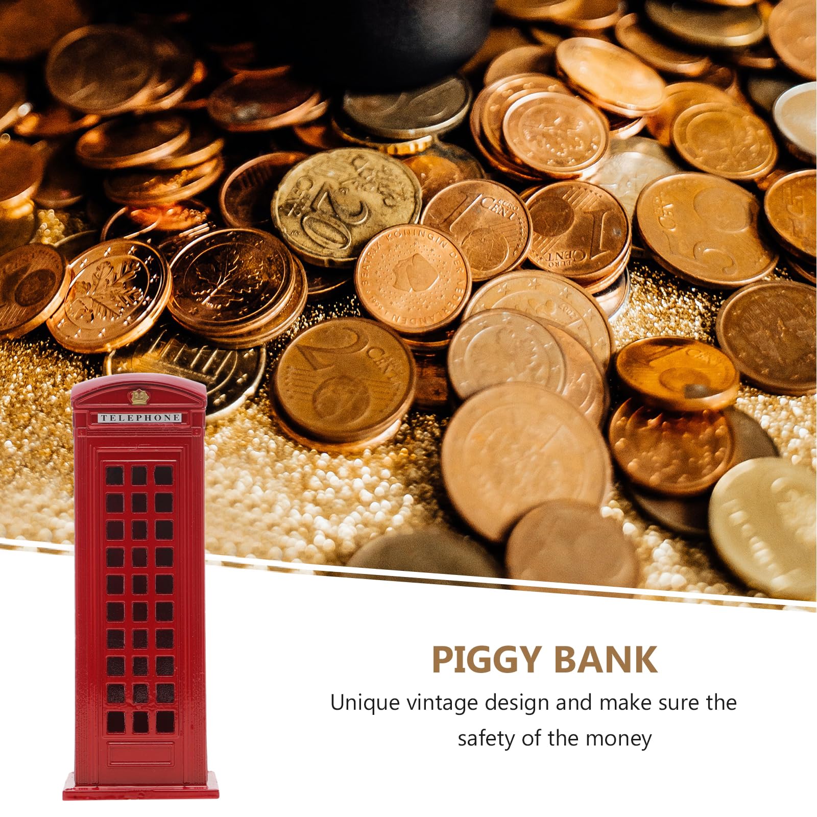Red Telephone Booth Piggy Bank - London Themed Coin Jar Money Box for Adults & Kids - Perfect for Birthday, New Year Gifts & UK Souvenir Collectors (Home Decor, Office Desk Accessory, Savings Jar)