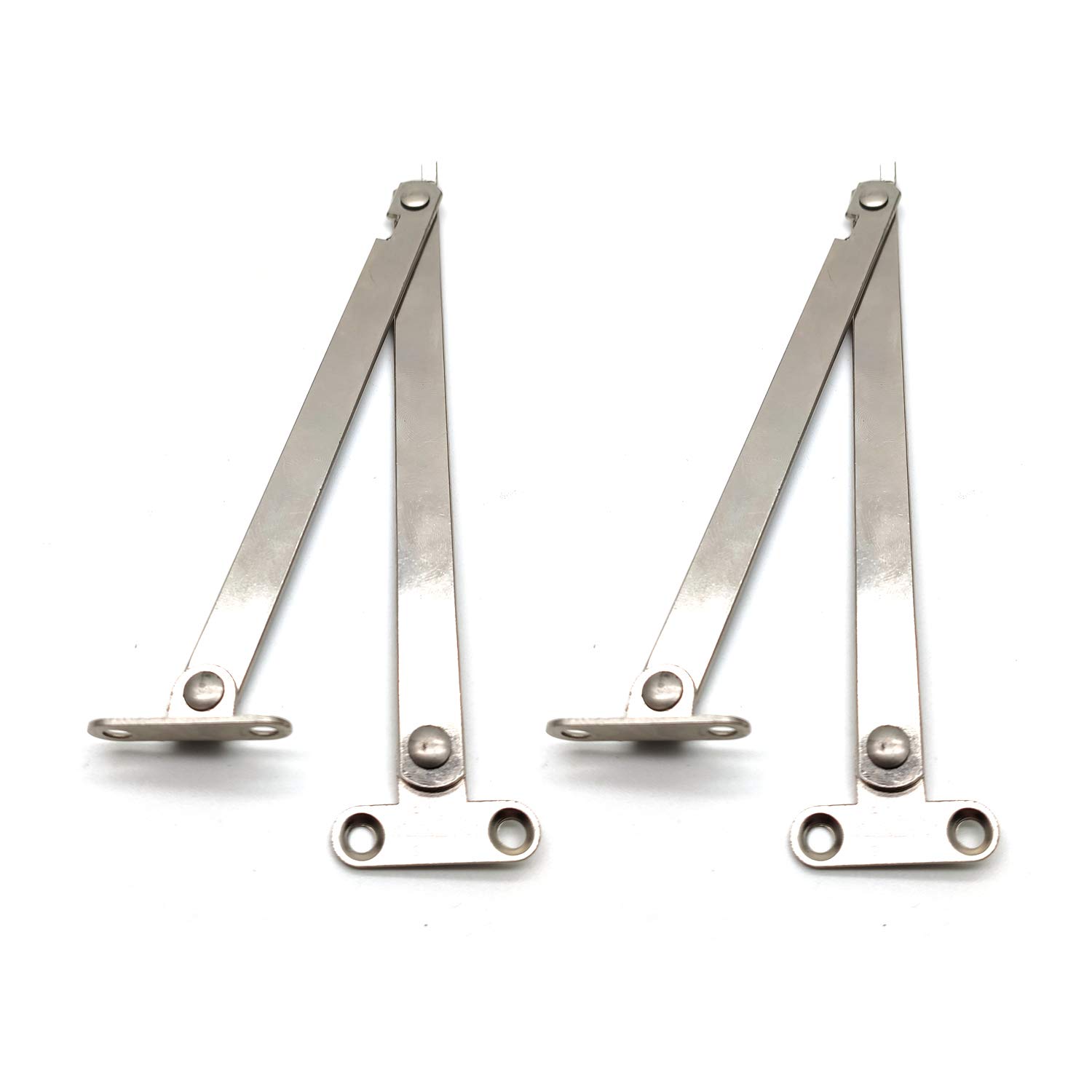 Susenya 2-Pack Lid Support Hinges for Kitchen Cabinets - 7.48x0.39 Inch (LxW) Iron Left & Right Silver Hinge Stays - Perfect for Cabinet Door Support & Organization
