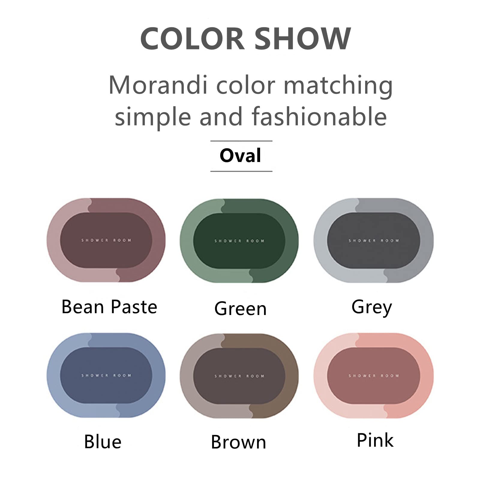 Super Absorbent Bath Mat - Non-Slip Quick Dry Microfiber Bathroom Floor Mat for Home, Soft & Comfortable Oval Shaped Diatom Mud Mat (Morandi Brown, 15.7x23.6 Inches) - Perfect for Bathroom, Shower, Spa & Wet Areas