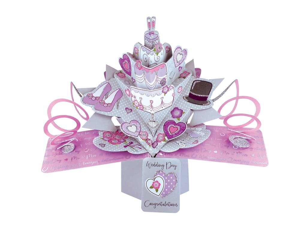 3D Wedding Cake Pop-Up Greeting Card - Elegant Congratulations Card for Wedding Day - Perfect for Bridal Showers, Anniversaries & Special Celebrations