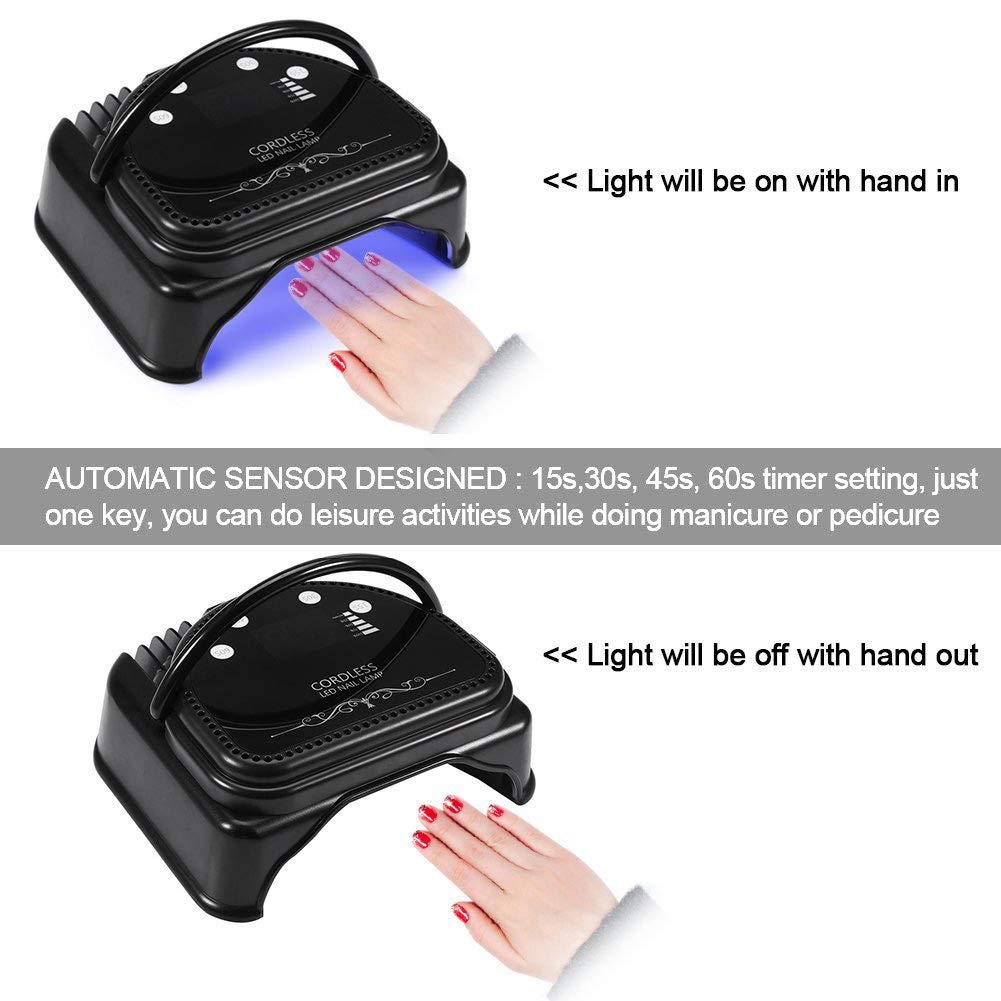 64W UV LED Nail Dryer Lamp - Cordless Rechargeable Manicure Light with Auto Sensor & 15/30/45/60s Timer - Professional Gel Polish Curing Tool for Home Salon & Nail Art - Perfect for DIY Manicures, Gel Extensions & Nail Art Designs