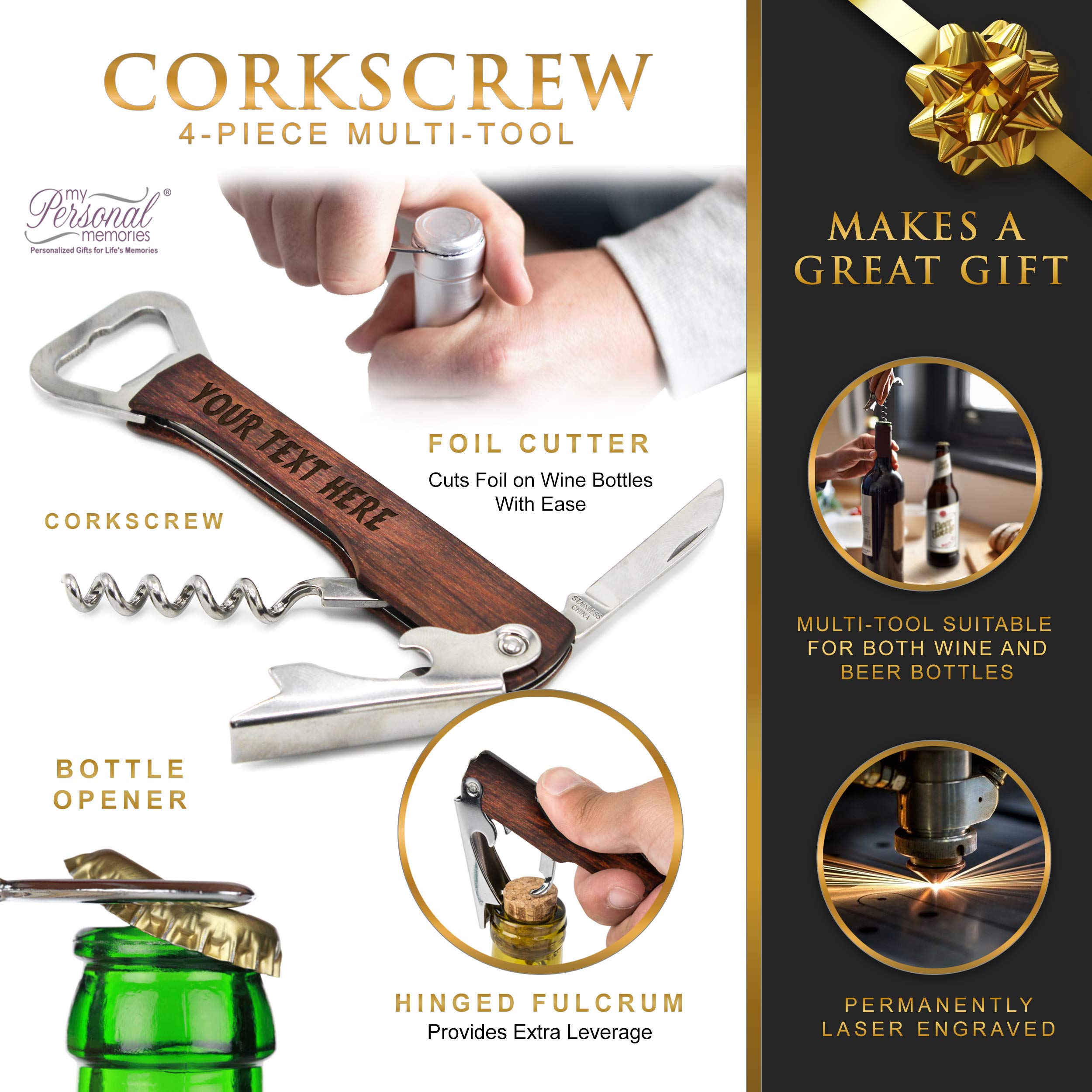 Personalized Corkscrew Wedding Favors - Custom Engraved Wine & Beer Bottle Opener Set for Bridal Showers, Receptions, Parties (50 Pack) - Perfect for Anniversary Gifts, Couples Retreats & Wine Tasting Events