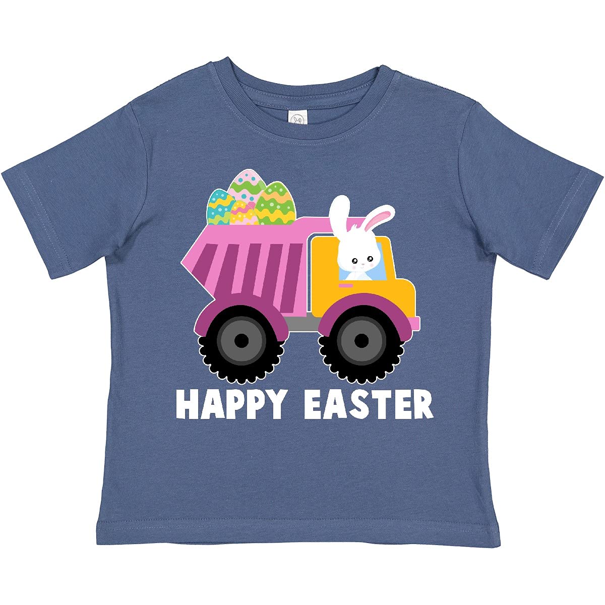 Inktastic Happy Easter Bunny Delivering Easter Eggs Toddler T-Shirt - Cute Easter Outfit for Boys & Girls, Holiday Gift for Kids - Perfect for Easter Egg Hunts, Church Events & Family Photos