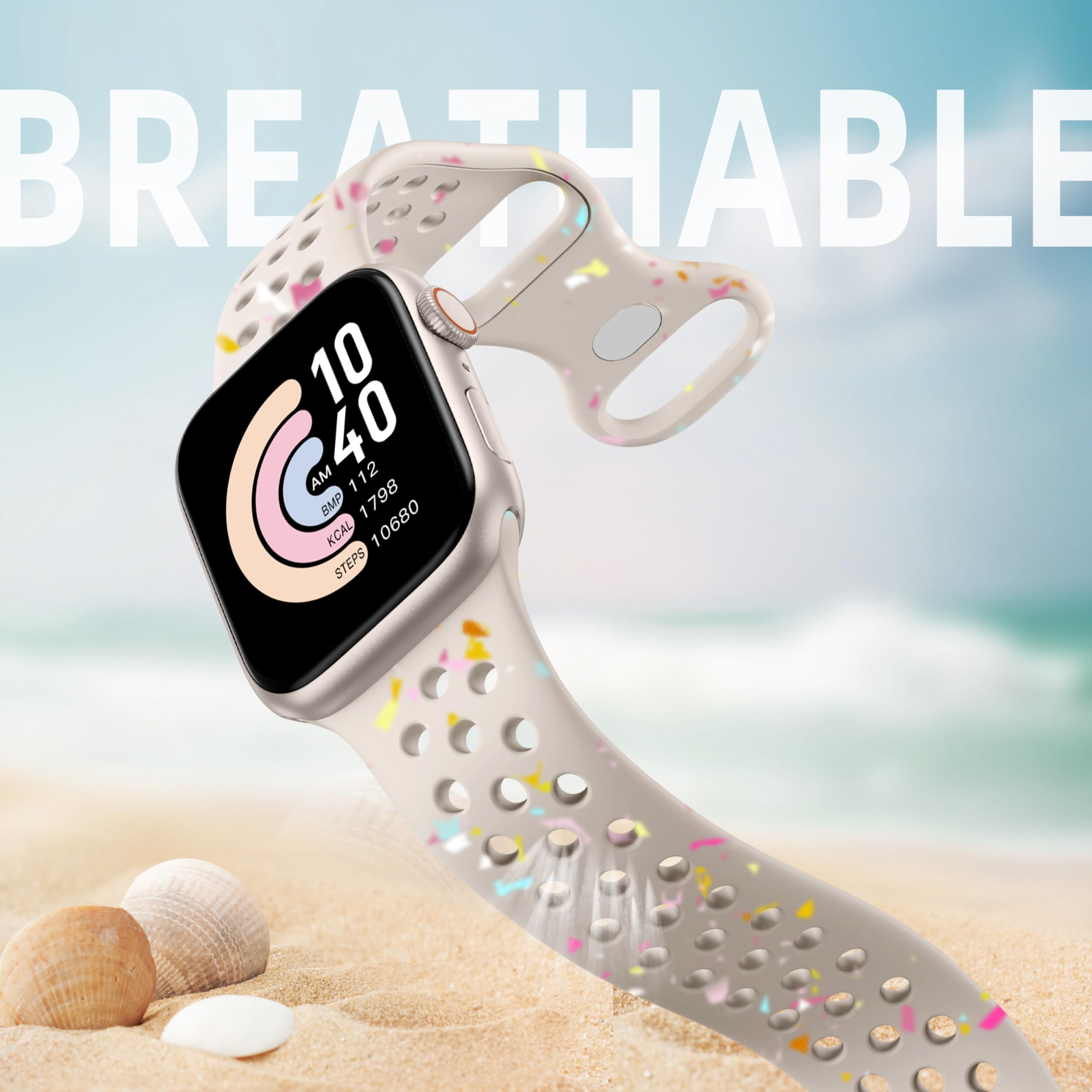 Eco-Friendly Apple Watch Bands for Women & Men - Compatible with iWatch Ultra 2, Series 9/8/7/6/5/4/3/SE (38mm/40mm/41mm/42mm/44mm/45mm/49mm) - Breathable Sport Replacement Strap for Workouts, Running & Daily Wear