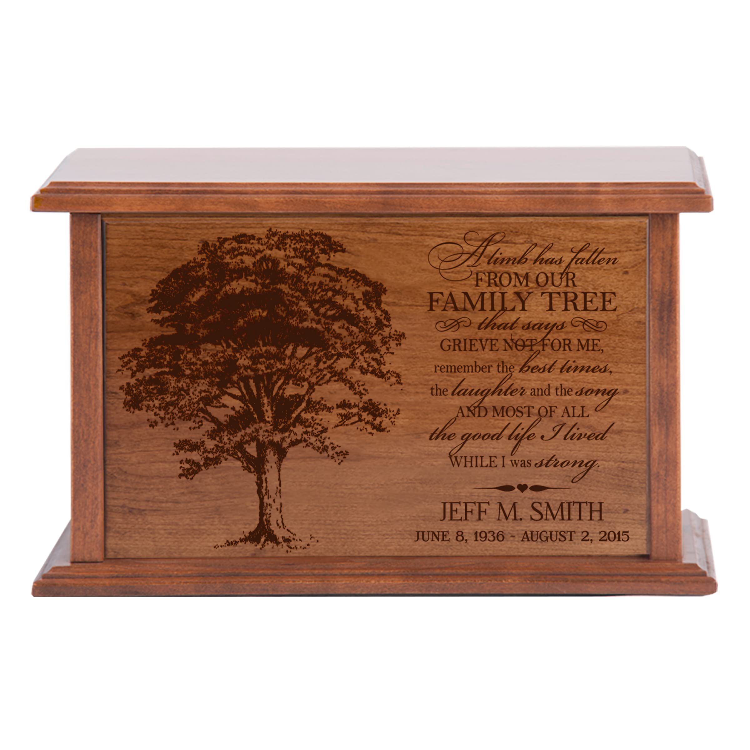 LifeSong Milestones Personalized Tree of Life Cremation Urn - Handcrafted Wooden Memorial Urn for Adult Ashes (Male & Female) - Large Funeral Urn for Home Memorials, Scattering Ceremonies & Final Resting Places