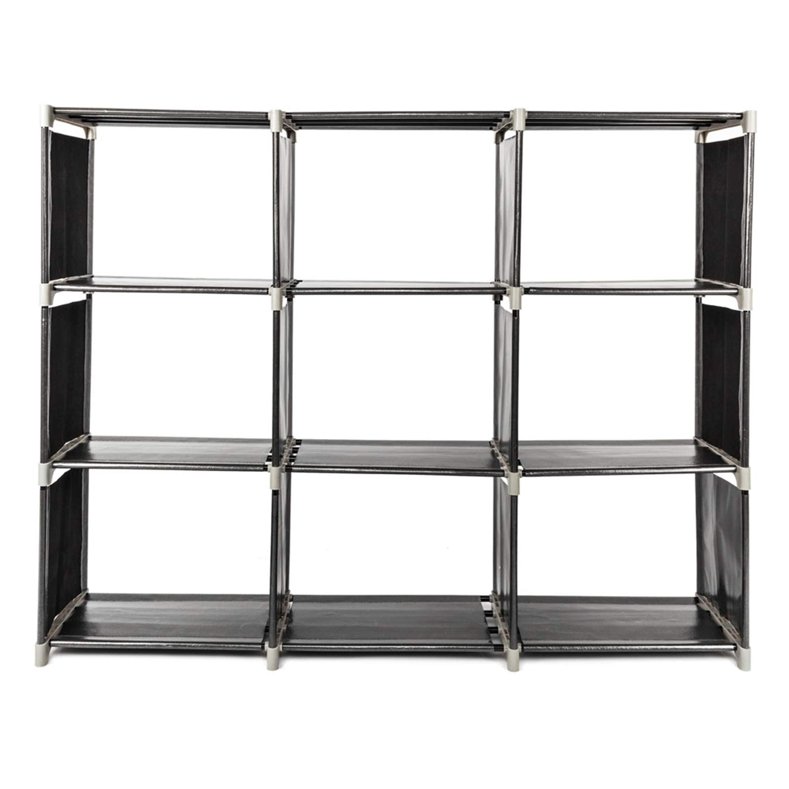 9 Cube Storage Organizer - DIY Closet Cabinet & Bookshelf with Fabric Shelves for Home, Office, Bedroom - Perfect for Organizing Clothes, Toys & Office Supplies (Black, 3-9 Cube)