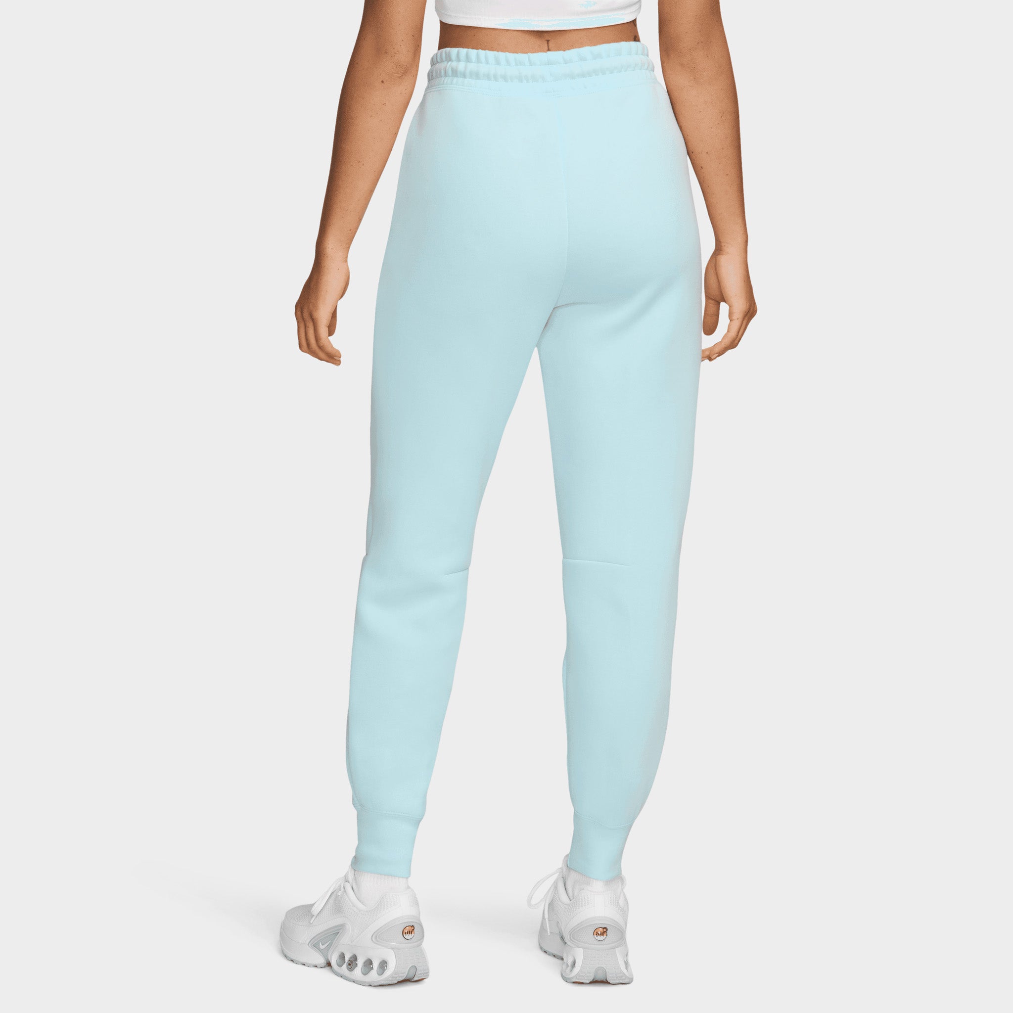 Nike Women's Tech Fleece Mid-Rise Joggers - Glacier Blue/Black | Soft Fleece Athletic Pants for Running, Yoga & Lounge Wear