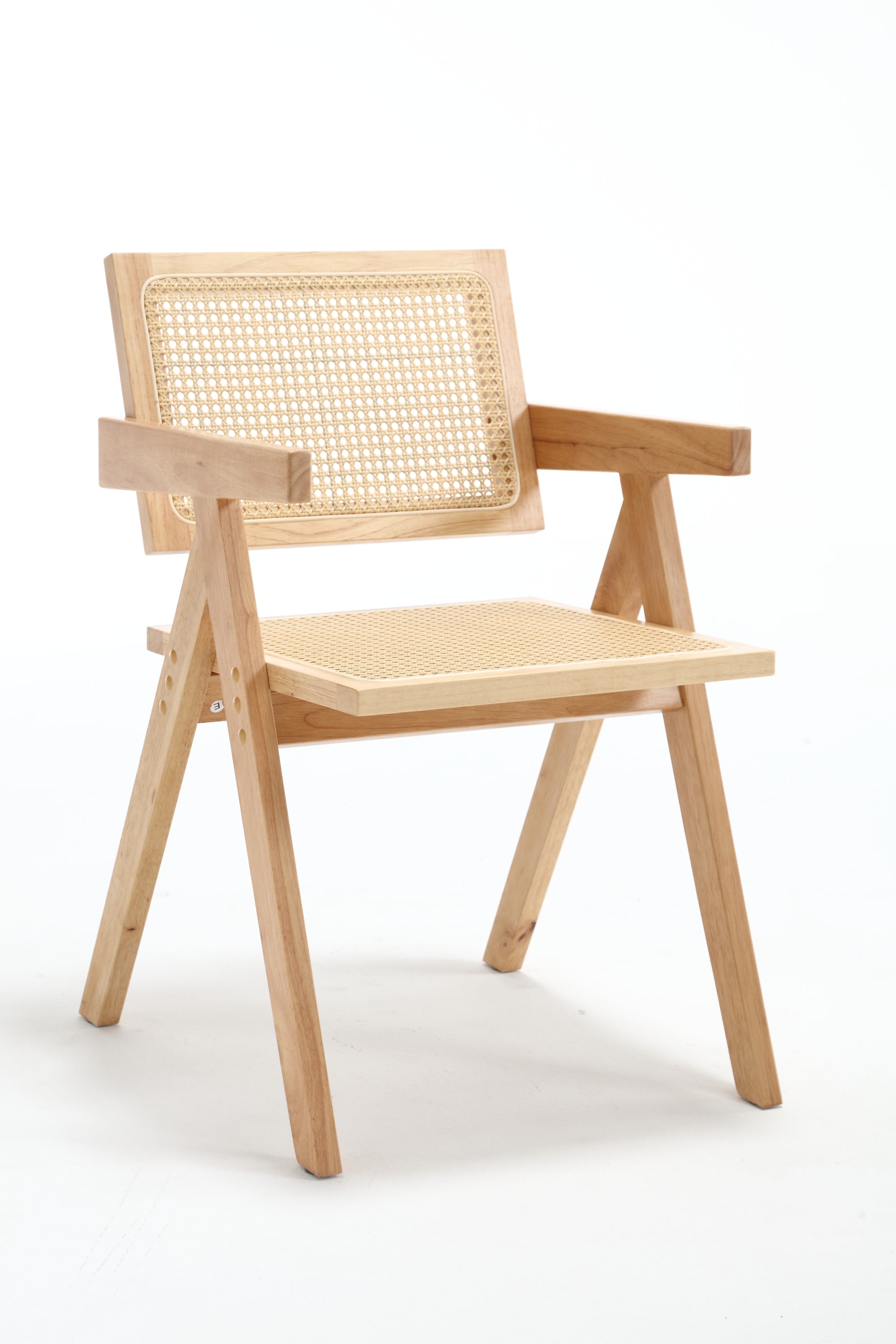 Handmade Solid Wood Cane Dining Chairs Set of 2 - Natural Rattan Armchairs for Living Room, Dining Room, Balcony & Garden - Perfect for Indoor and Outdoor Relaxation, Entertaining & Cozy Dining
