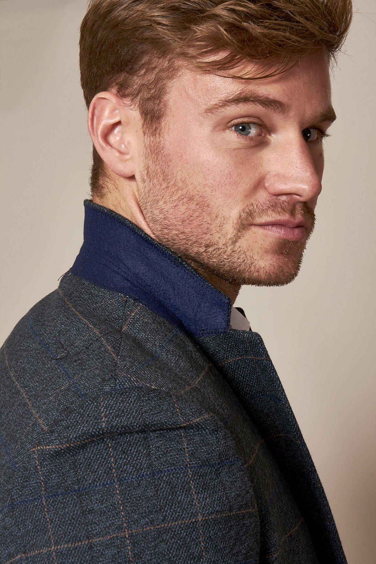 Alex Beresford Blue Tweed Check Suit - Stylish Men's Formal Blazer & Pants Set for Weather Presenters, TV Hosts & Business Professionals