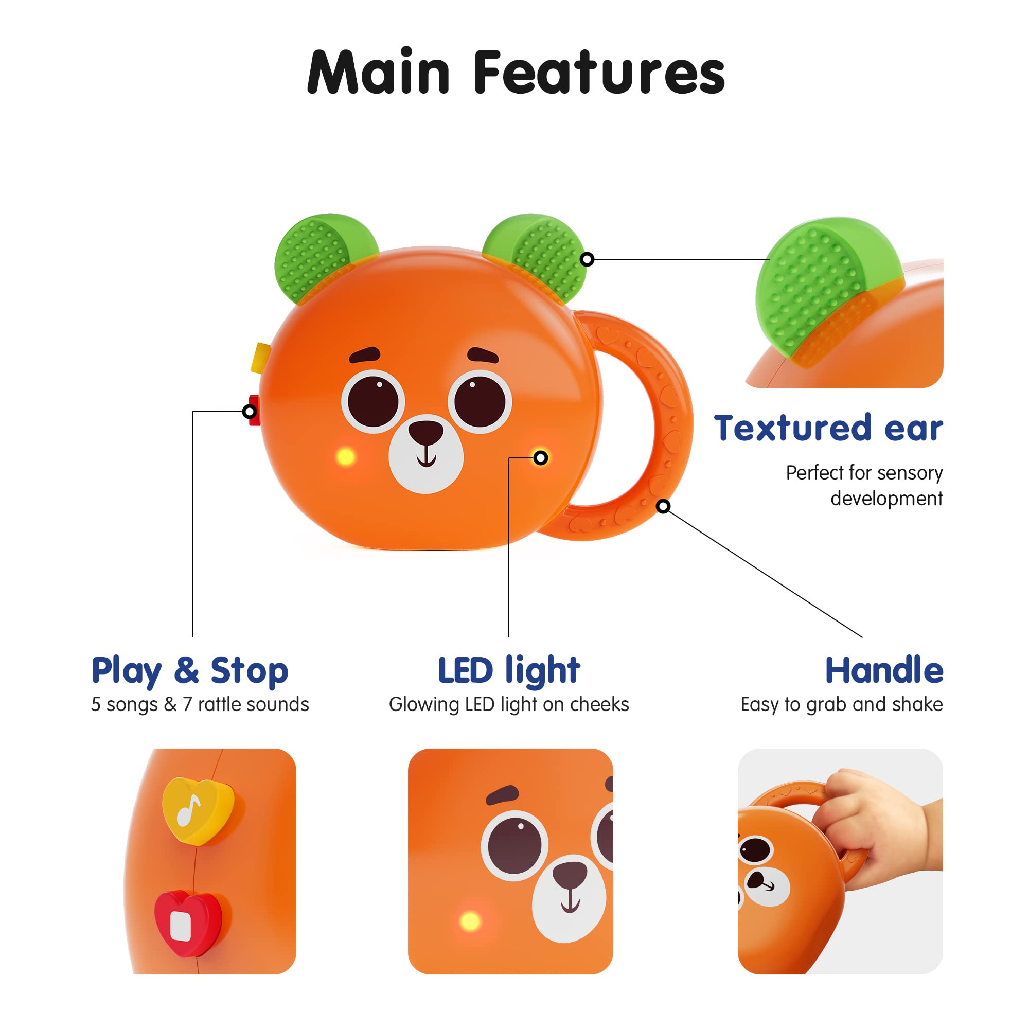 Educational Baby Musical Toys & Teether Set - Montessori Learning Toys for Infants 0-6 Months | Interactive Developmental Toys for 3-6 Month Old Babies | Perfect for Sensory Play, Early Learning & Soothing Teething Pain (Bundle)
