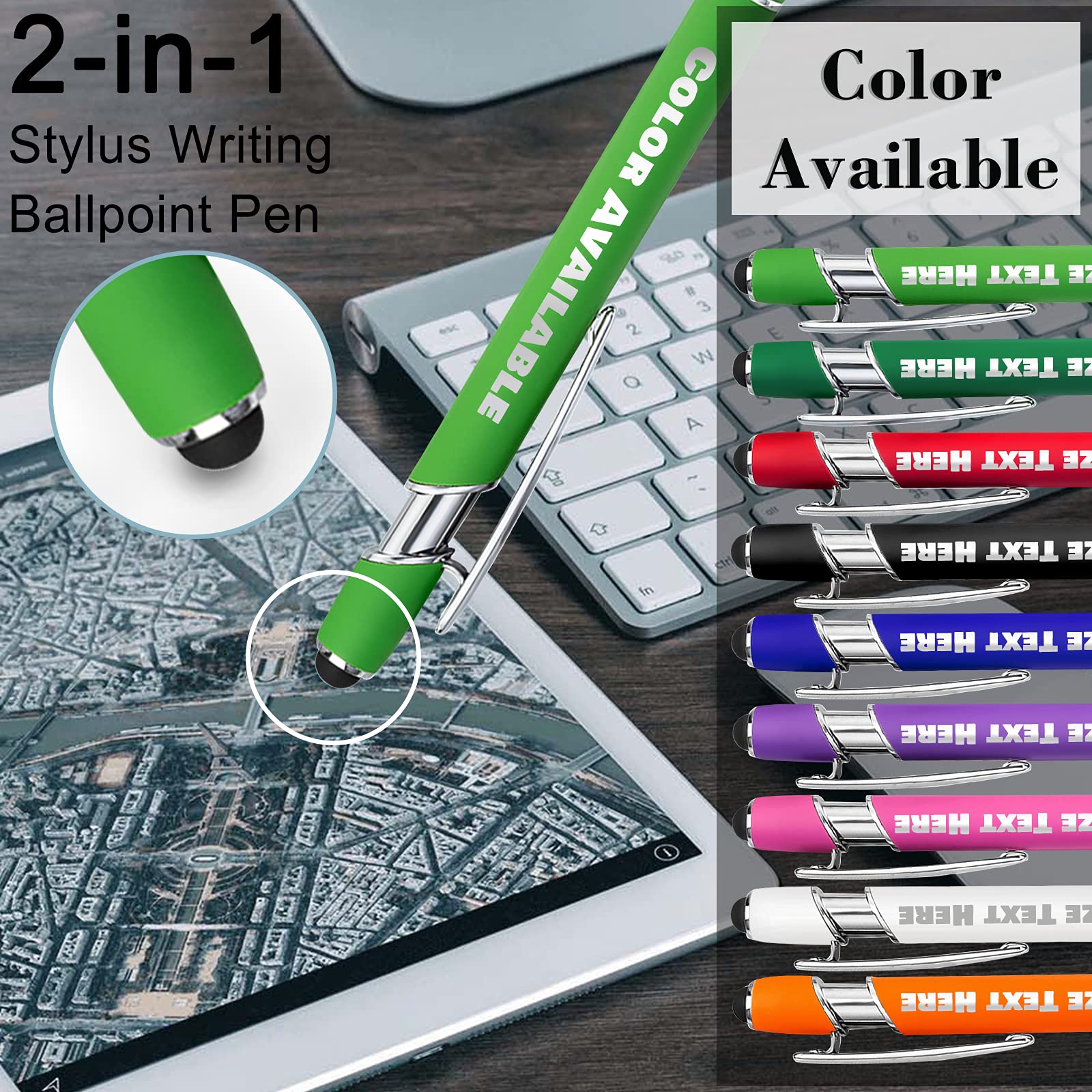 Custom Bulk Ballpoint Pens - Personalized with Business Name, Logo & Message - Engraved Stylus Pens for Birthdays, Anniversaries & Graduations (60-Pack, Medium Point, Black Ink) - Perfect for Corporate Gifts, Promotional Events & Office Supplies
