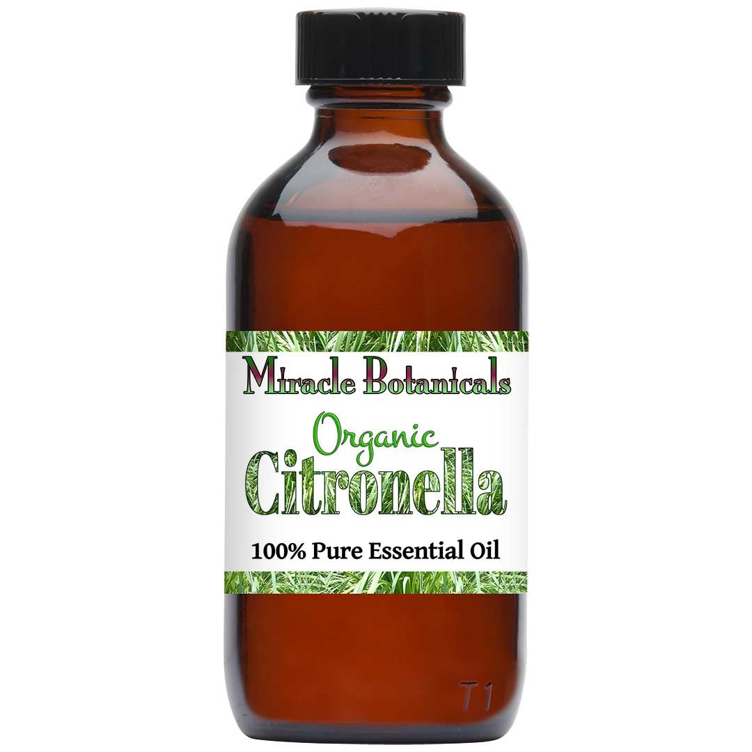 Organic Citronella Essential Oil (Cymbopogon Nardus) - Natural Mosquito Repellent for Outdoor Camping, Hiking & Backyard Protection