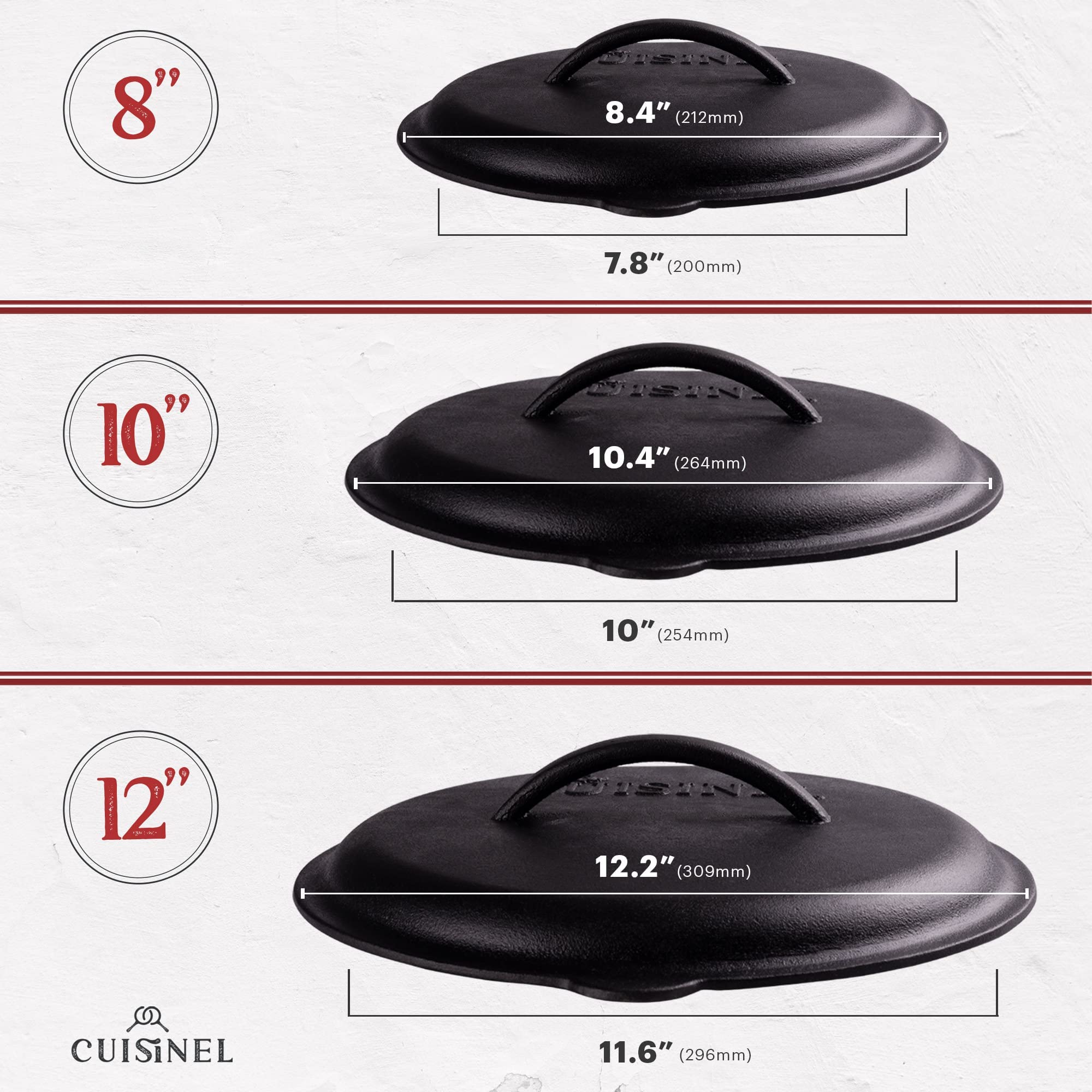 Premium Cast Iron Skillet Set with Lid - 8