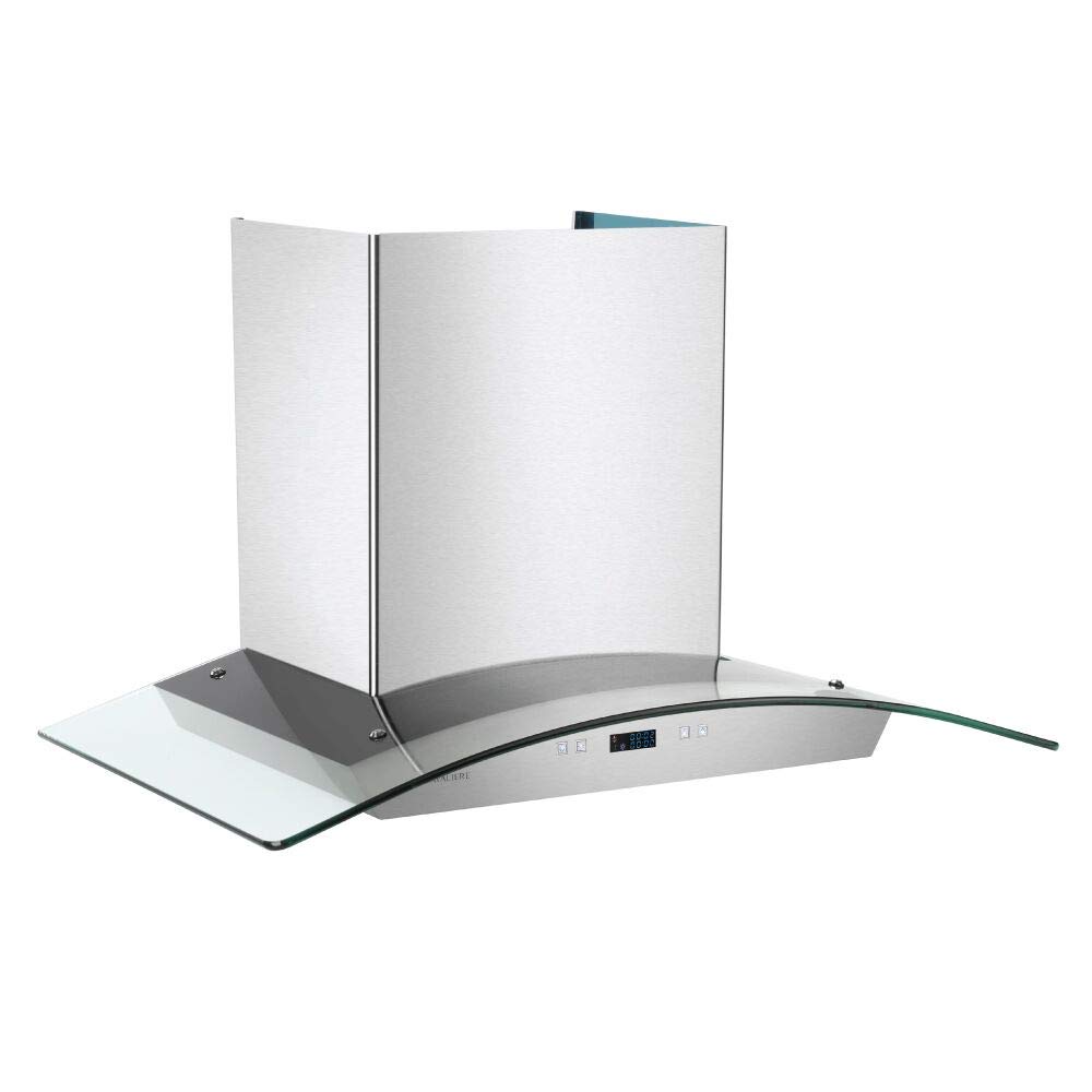 CAVALIERE 30 Inch Stainless Steel Wall Mount Range Hood - 324 CFM Powerful Kitchen Ventilation with Glass Canopy - Perfect for Modern Home Cooking & Grilling