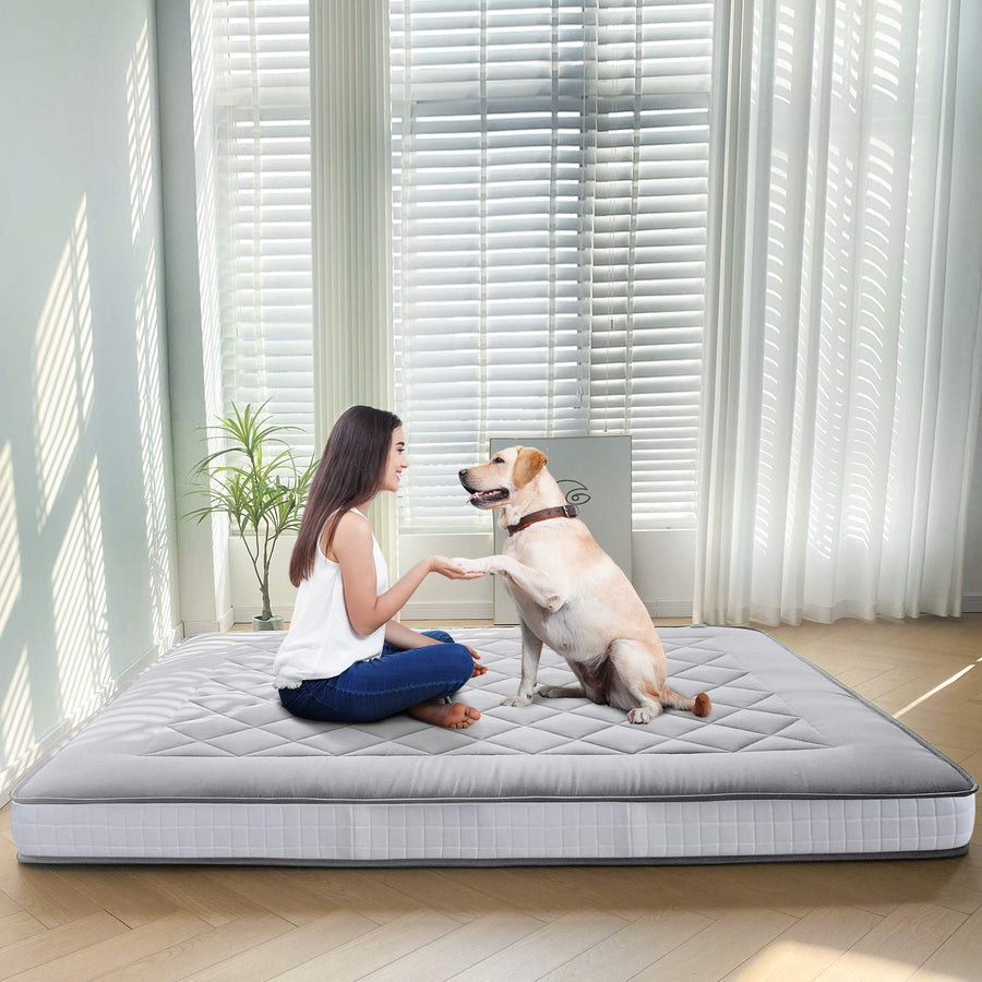 MAXYOYO Japanese Floor Mattress - Extra Thick Padded Tatami Mat for Sleeping & Lounging, Grey Style | Perfect for Guest Beds, Meditation, Yoga & Small Space Living