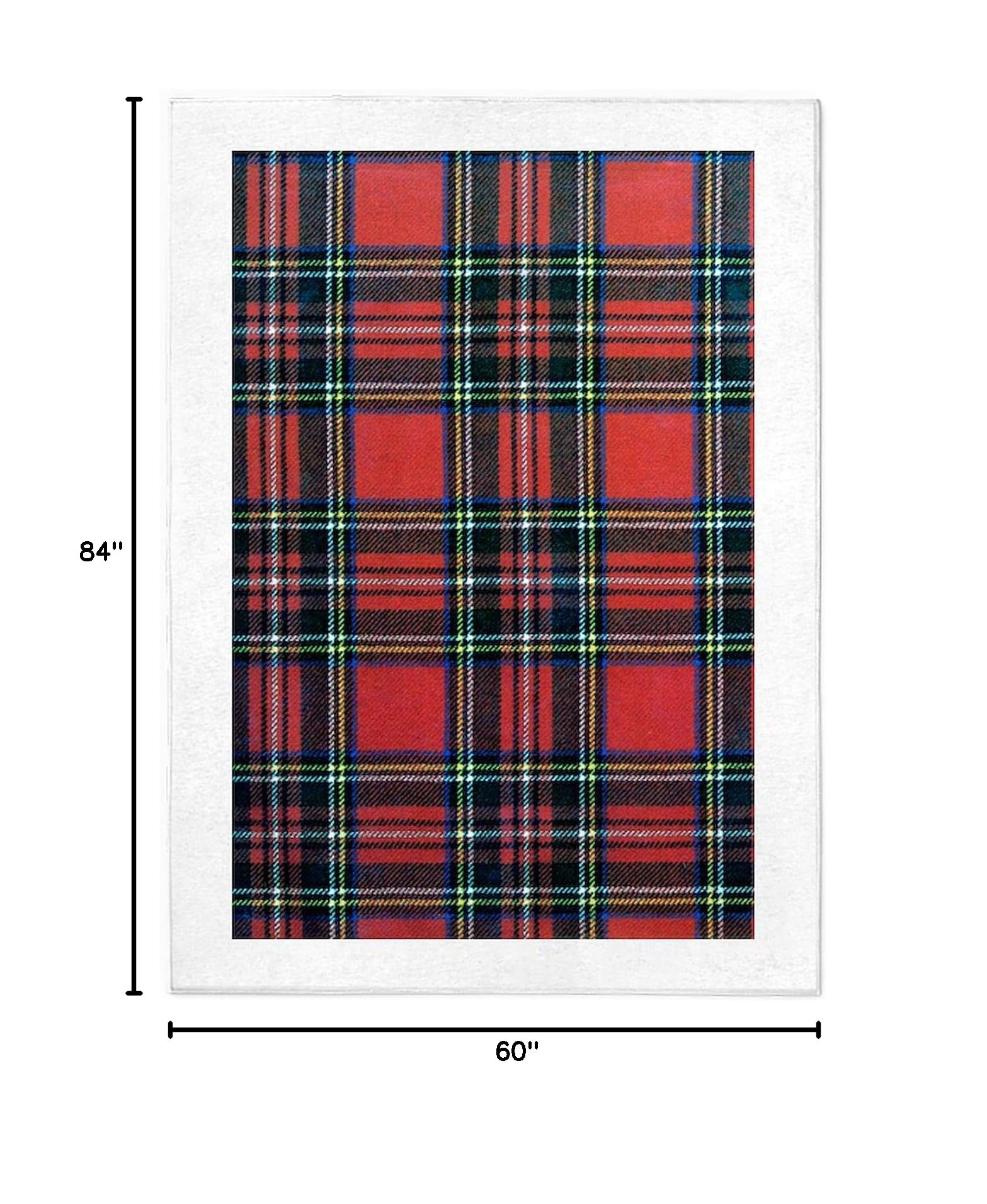 Royal Stewart Tartan 5'x7' Decorative Area Rug - Premium Scottish Plaid Throw Rug for Living Room, Bedroom & Office Decor