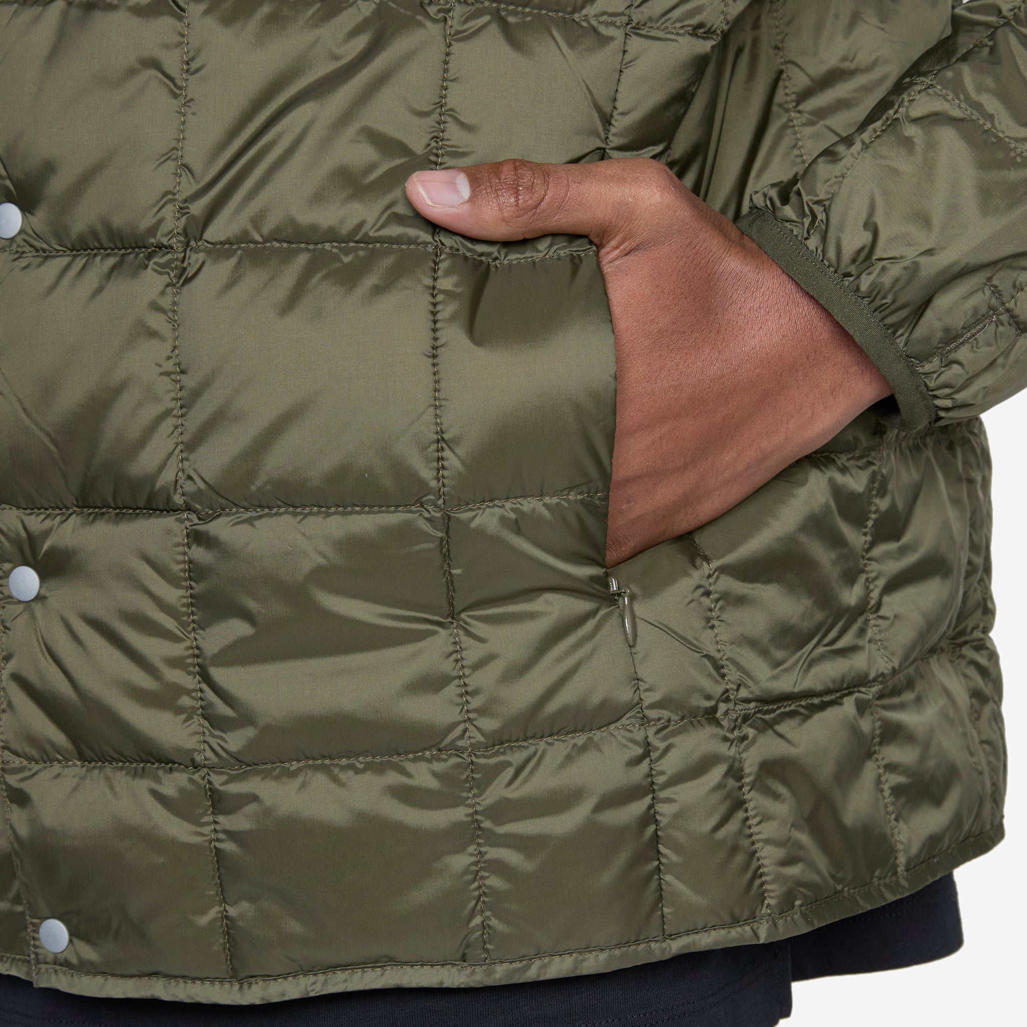 Soft Shell Button Down Jacket for Men - Crew Neck, Dark Olive - Lightweight Outdoor Windbreaker for Hiking, Camping & Casual Wear