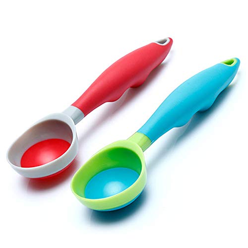 Premium 2-Pack Nonstick Ice Cream Scoop Set - Anti-Freeze Food Grade PPR + Rubber, Hang Hole Design, Ergonomic Handle, Dishwasher Safe - Perfect for Ice Cream Parlors, Home Kitchens & Dessert Shops