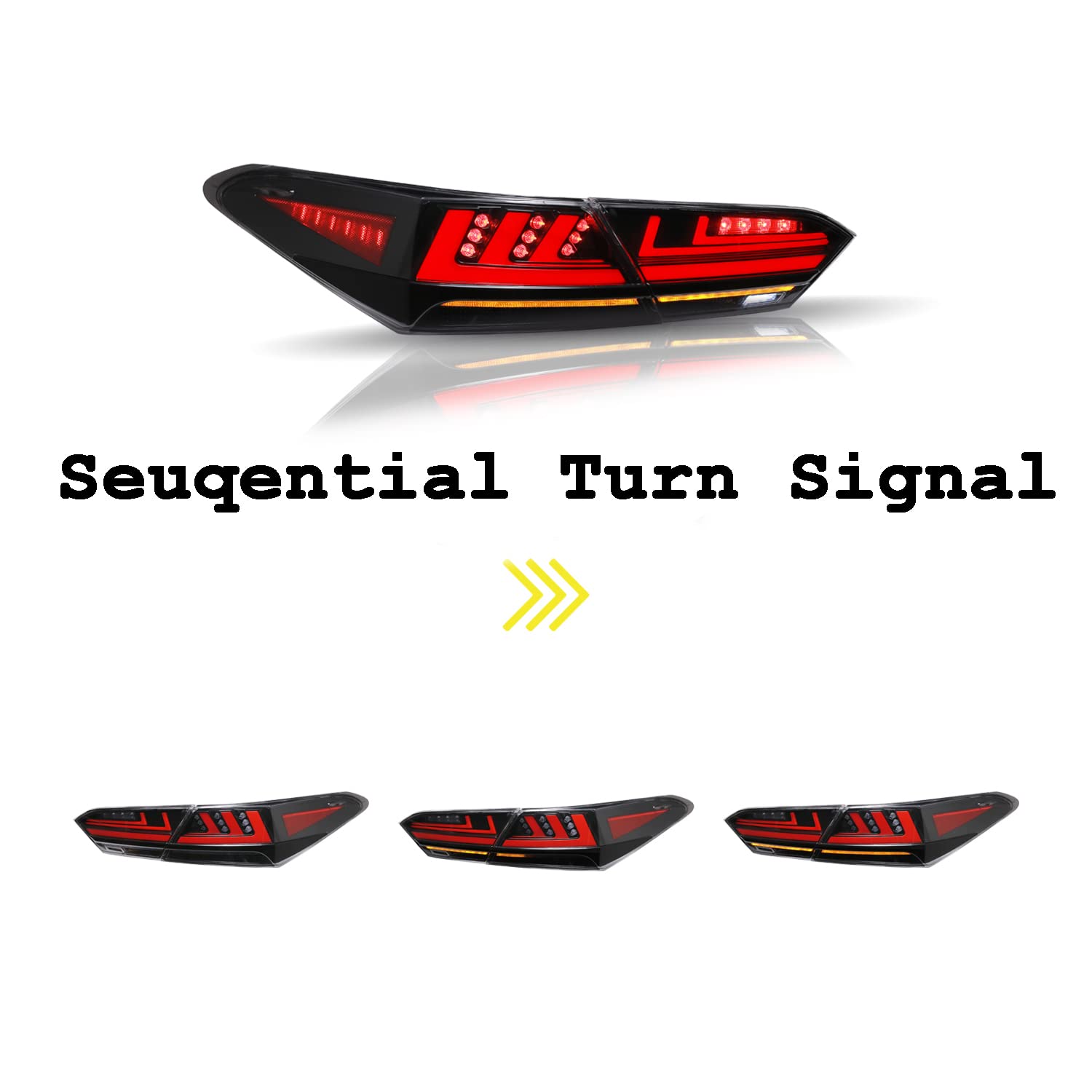 Inginuity Time LED Tail Lights for Toyota Camry 2018-2023 - Black Rear Lamps with Start-Up Animation, DRL, Brake & Turn Signal Assembly | Perfect for Night Driving & Car Customization