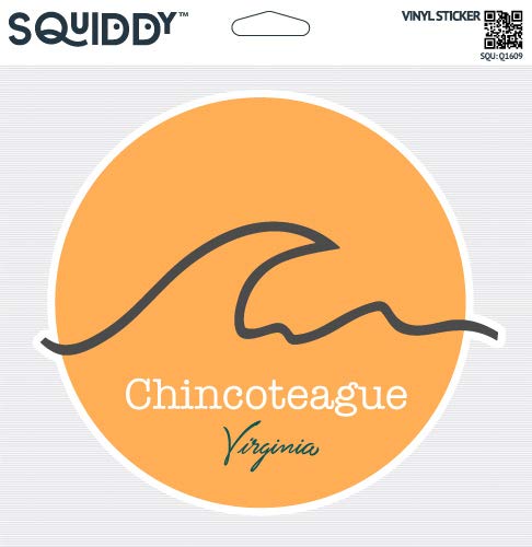 Squiddy Chincoteague Virginia Wave Vinyl Sticker - Waterproof Decal for Car, Laptop, Notebook, Cooler, Phone (4 Inch) - Perfect for Beach Lovers & Coastal Decor
