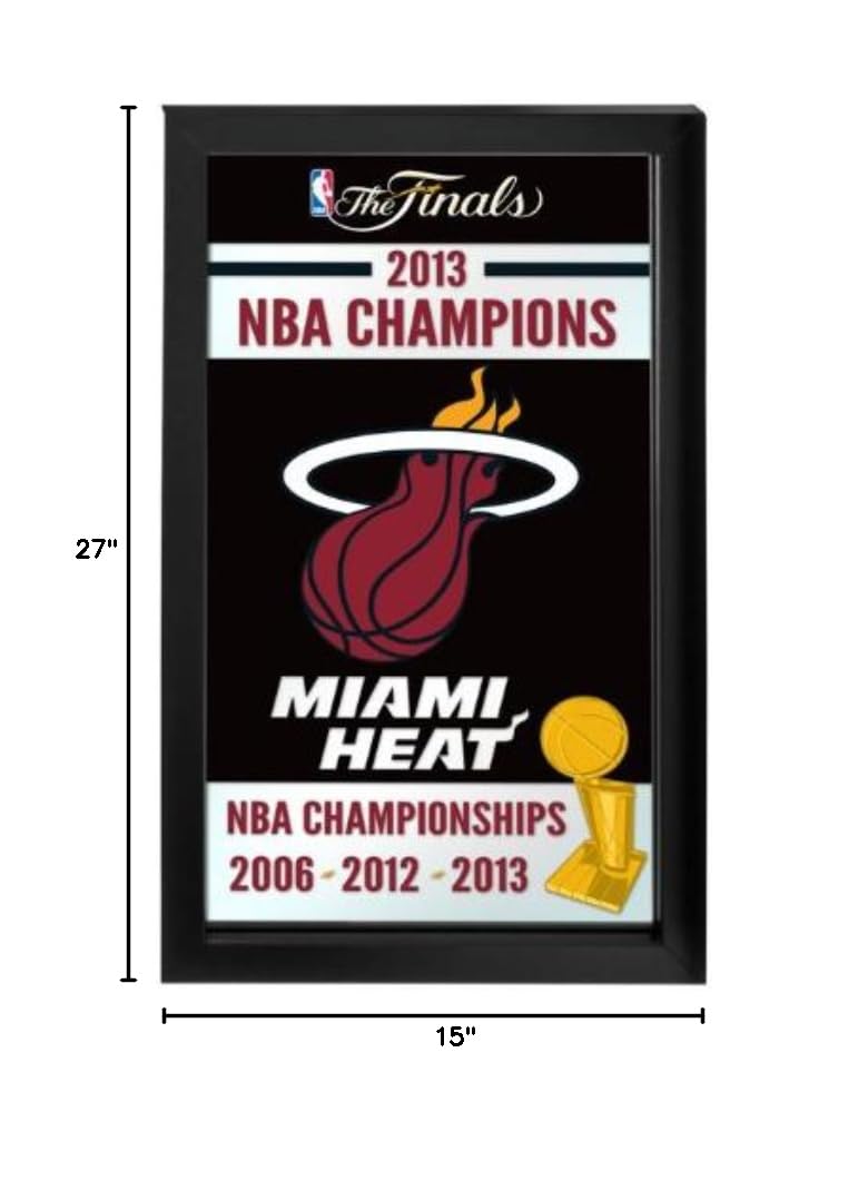 NBA Miami Heat 2013 Championship Framed Logo Mirror - Perfect for Sports Fans, Man Cave Decor, and Basketball Memorabilia Collectors