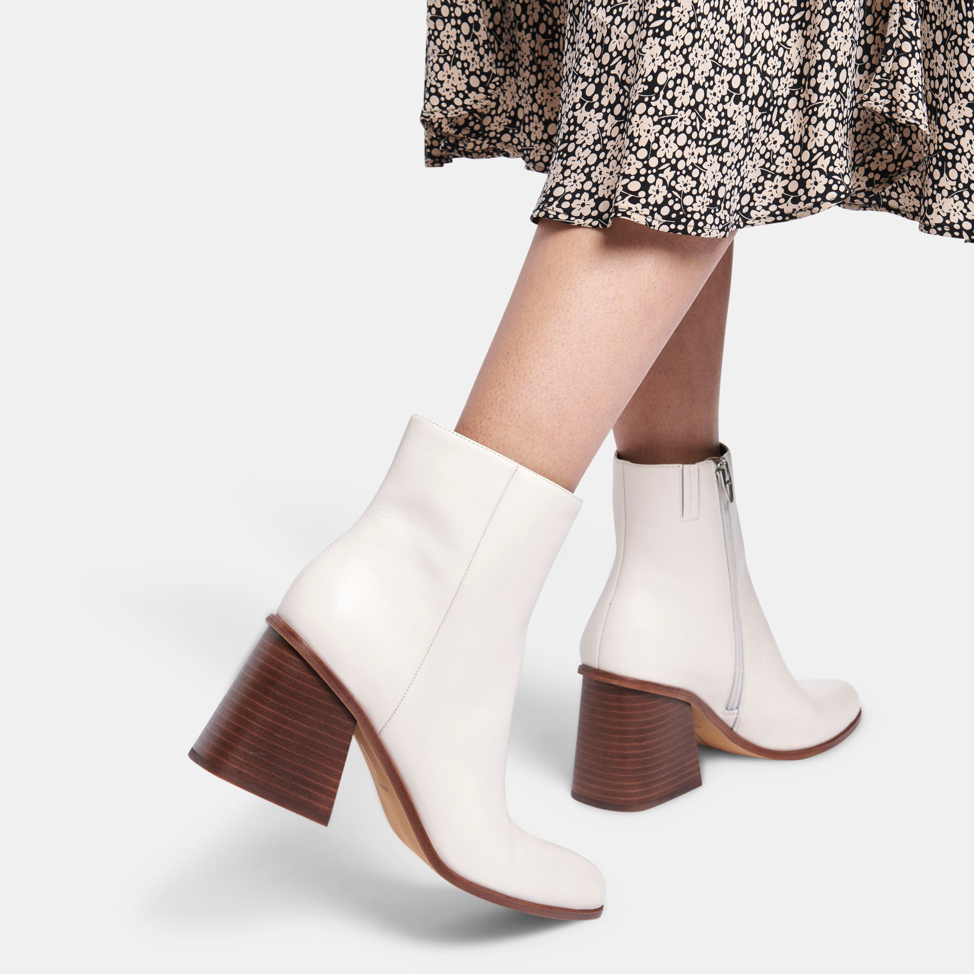 TERRIE Women's Ivory Leather Booties - Stylish Ankle Boots for Fall & Winter Fashion | Perfect for Casual Outfits, Office Wear & Date Nights