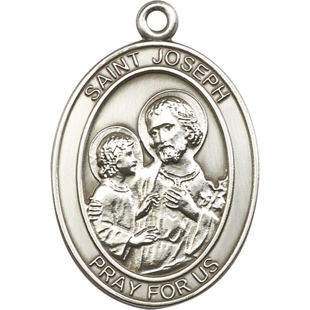 Antique Silver-Plated St. Joseph Keychain - 1.75 x 1.25 Inch Religious Pendant - Perfect for Catholic Gifts, Car Keys & Prayer Devotion