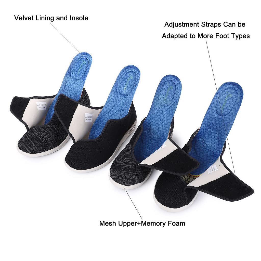 **Orthopedic Diabetic Shoes for Men with Wide Width - Adjustable Closure, Lightweight & Breathable Sneakers for Elderly - Ideal for Swollen Feet, Edema & Walking Comfort**    *(Perfect for Daily Wear, Walking, Travel & Foot Pain Relief - Designed for Diabetic & Senior Foot Care)*