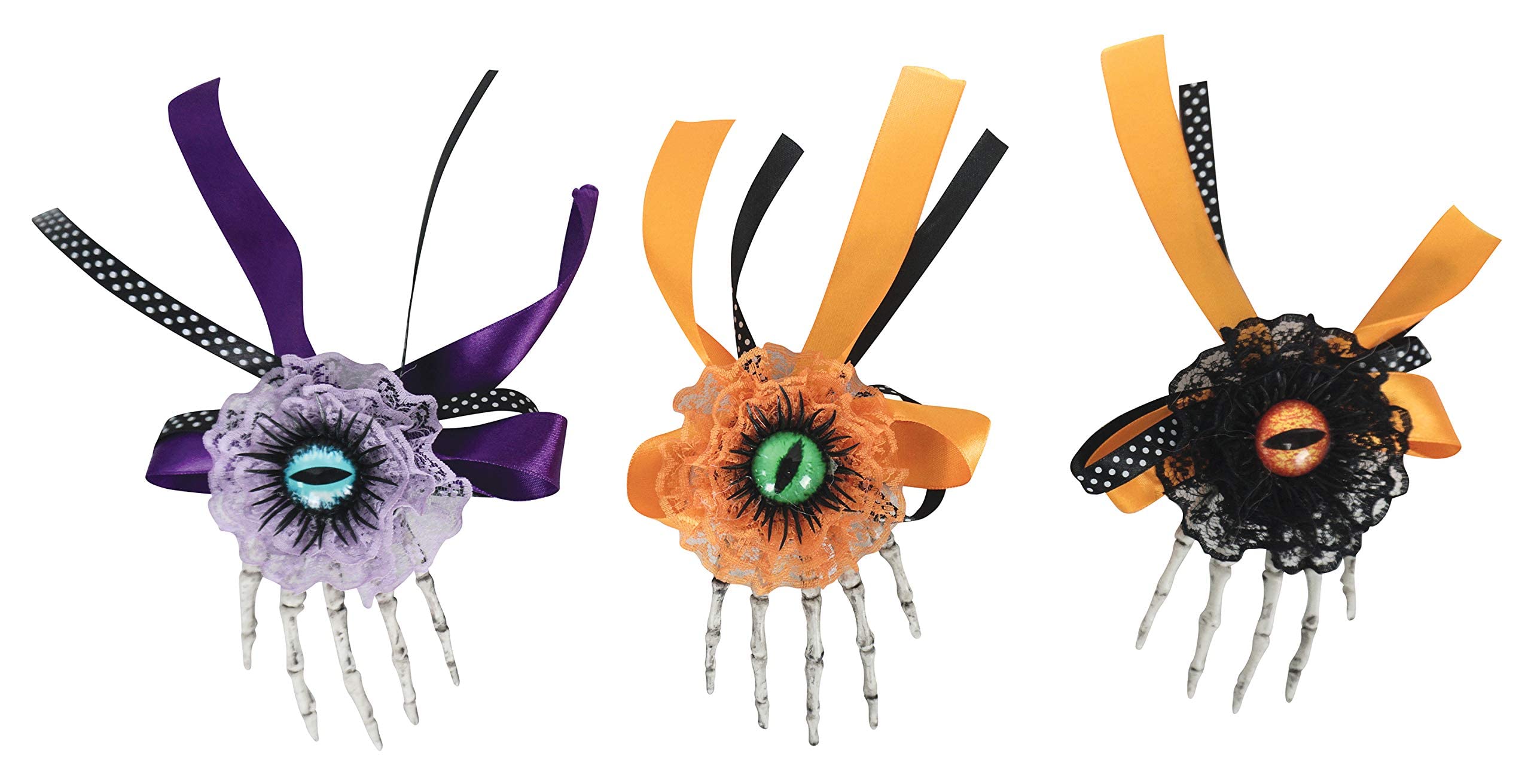 Gothic Hair Clips for Women - Skeleton Hand & Cat Eye Halloween Hair Accessories (Pack of 3) | Perfect for Halloween Costumes, Gothic Fashion, and Dark Aesthetic Outfits