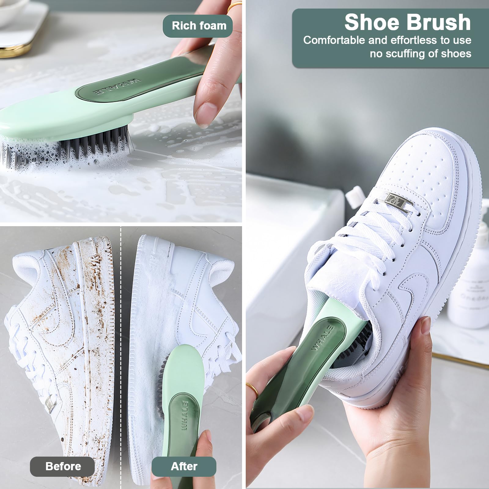18-Piece Household Cleaning Brushes Set - Pot Brush, Window Wiper, Shoe Brush, Laundry Brush, Bottle Brush, Pipe Brush, Stove Scraper & Crevice Brush for Kitchen, Bathroom & Home Deep Cleaning