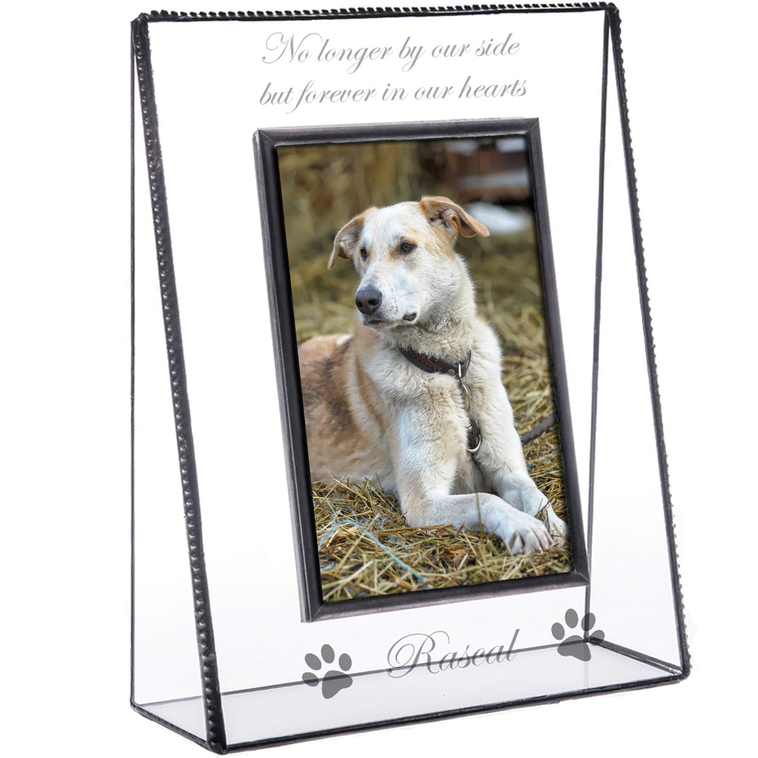 Personalized Dog Memorial Photo Frame - Engraved Glass 4x6 Vertical for Pet Lovers - Perfect for Home Decor & Gifts