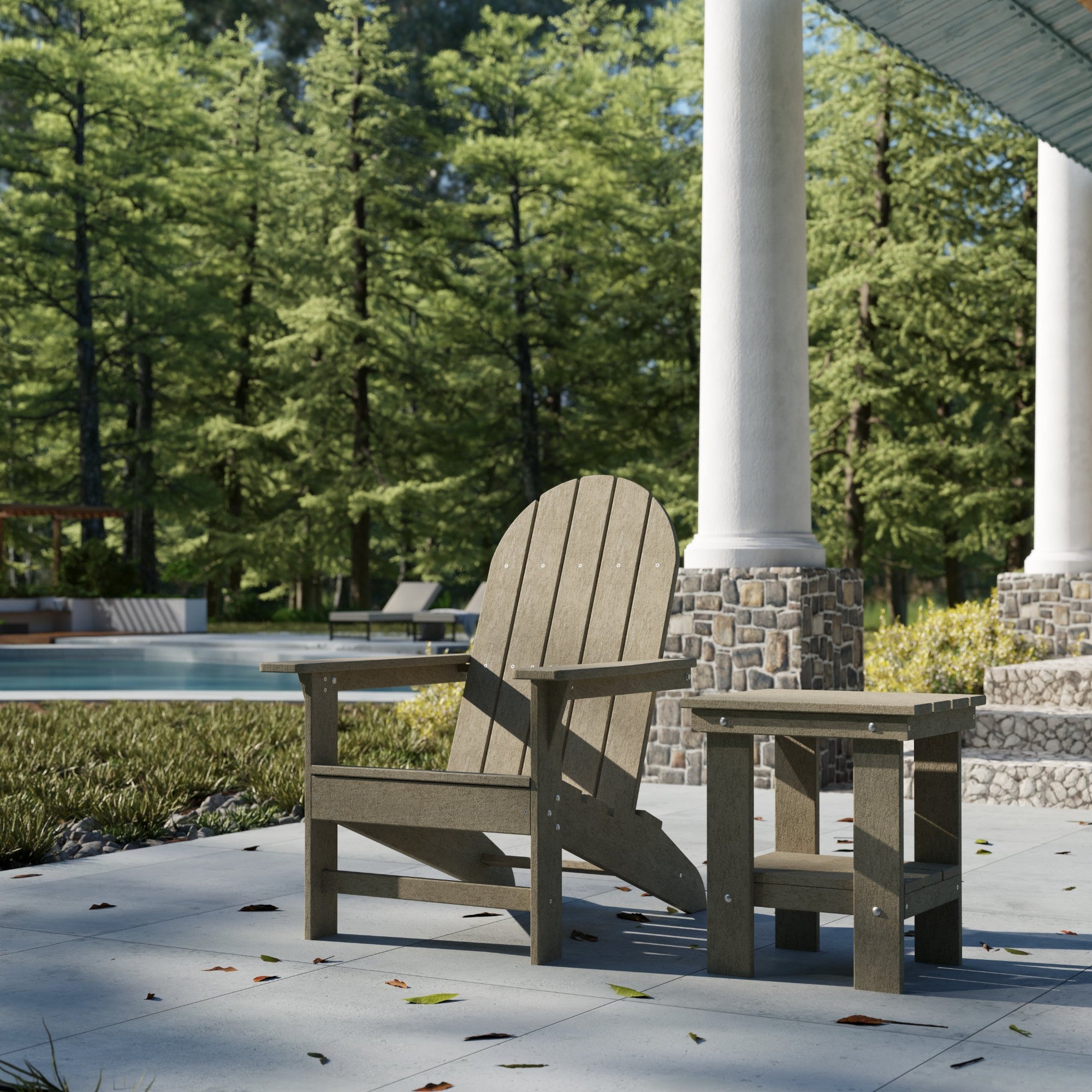 Freedom Modern Adirondack Chair & Side Table Set - Durable Outdoor Patio Furniture for Garden, Poolside, Deck, and Backyard Relaxation