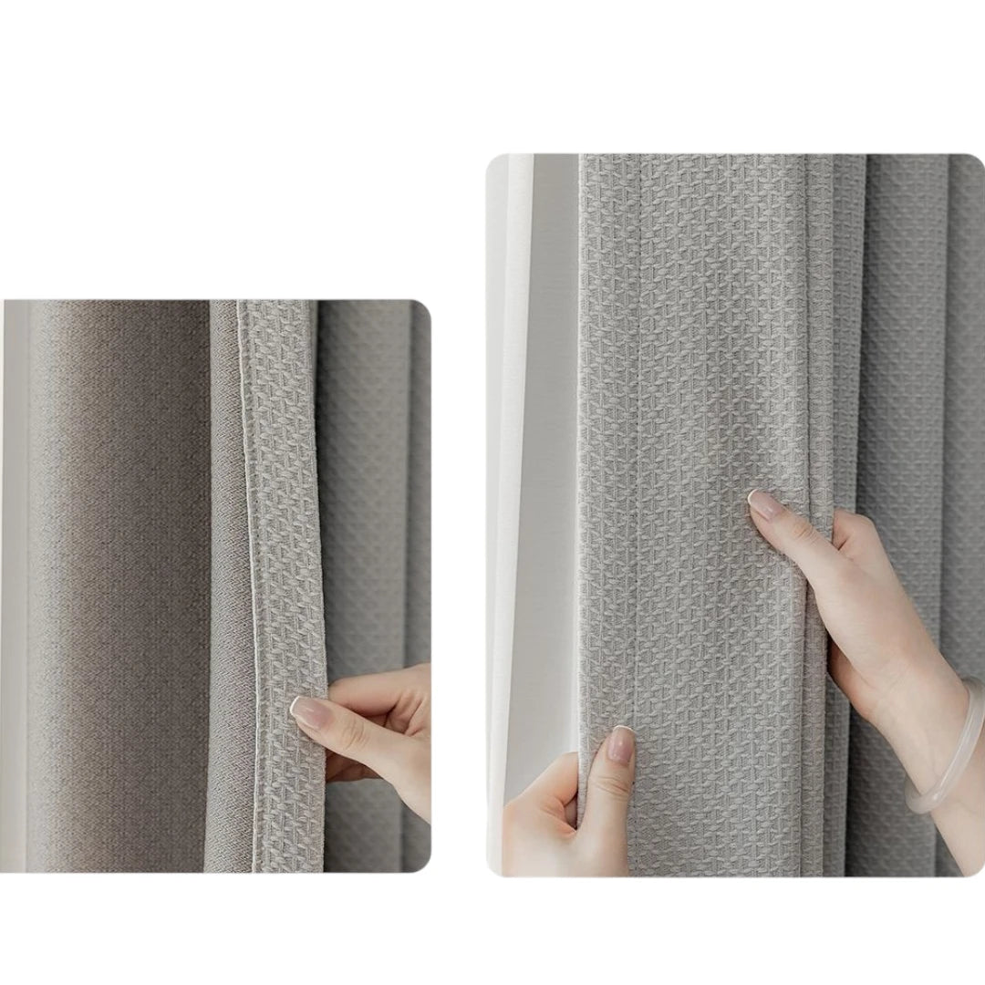 Blake Chenille Basketweave Blackout Curtains for Bedroom - Custom Room Darkening Window Drapes for Home Theater & Nursery