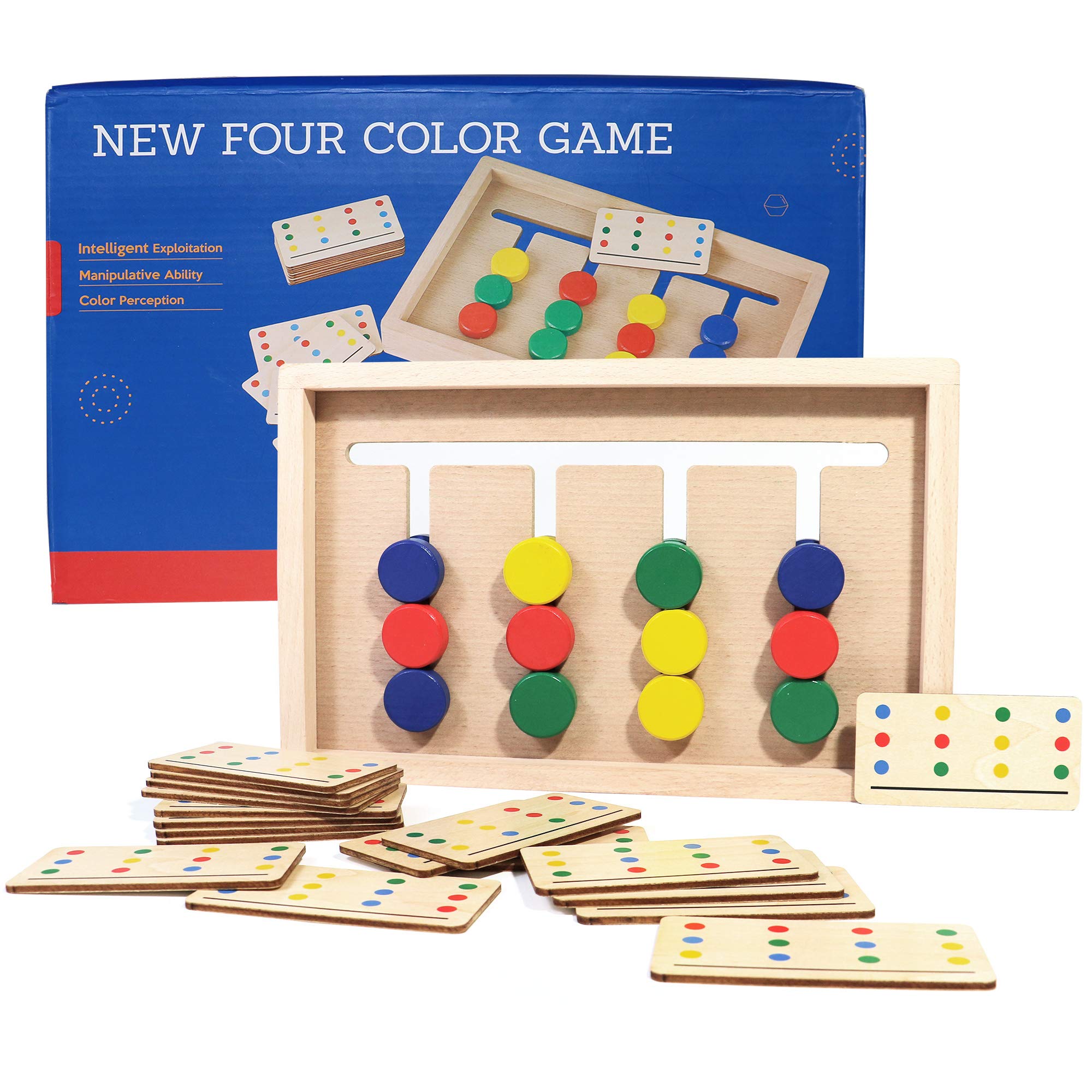Montessori Wooden Slide Puzzle - Color & Shape Matching Logic Game for Kids Ages 3-7 | Brain Teaser Educational Toy for Preschool Boys & Girls | Airplane Travel Activity & Birthday Gift Idea
