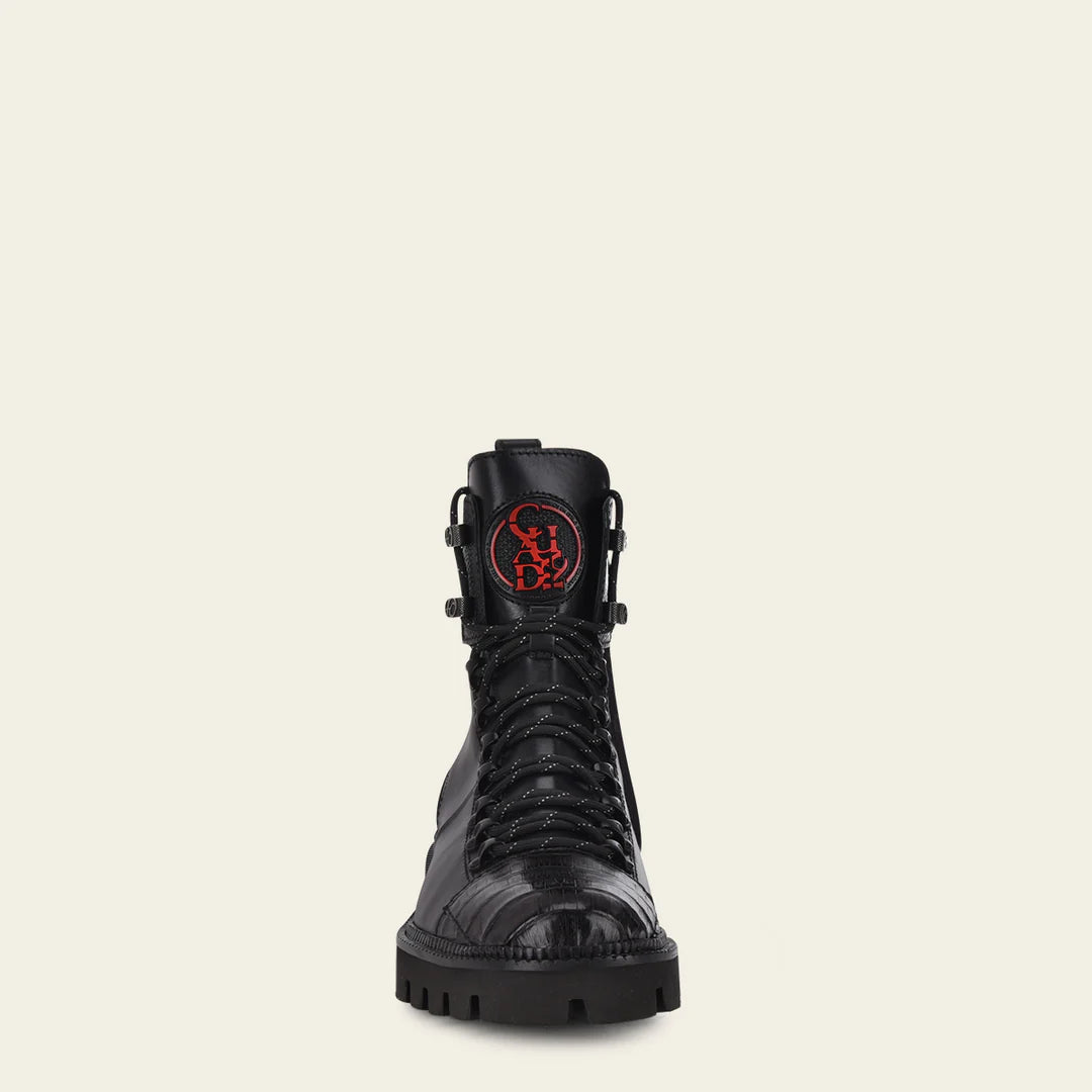Franco Cuadra Men's Black Casual Alligator Leather Zip Ankle Boots - Stylish & Comfortable for Everyday Wear, Office, and Night Out