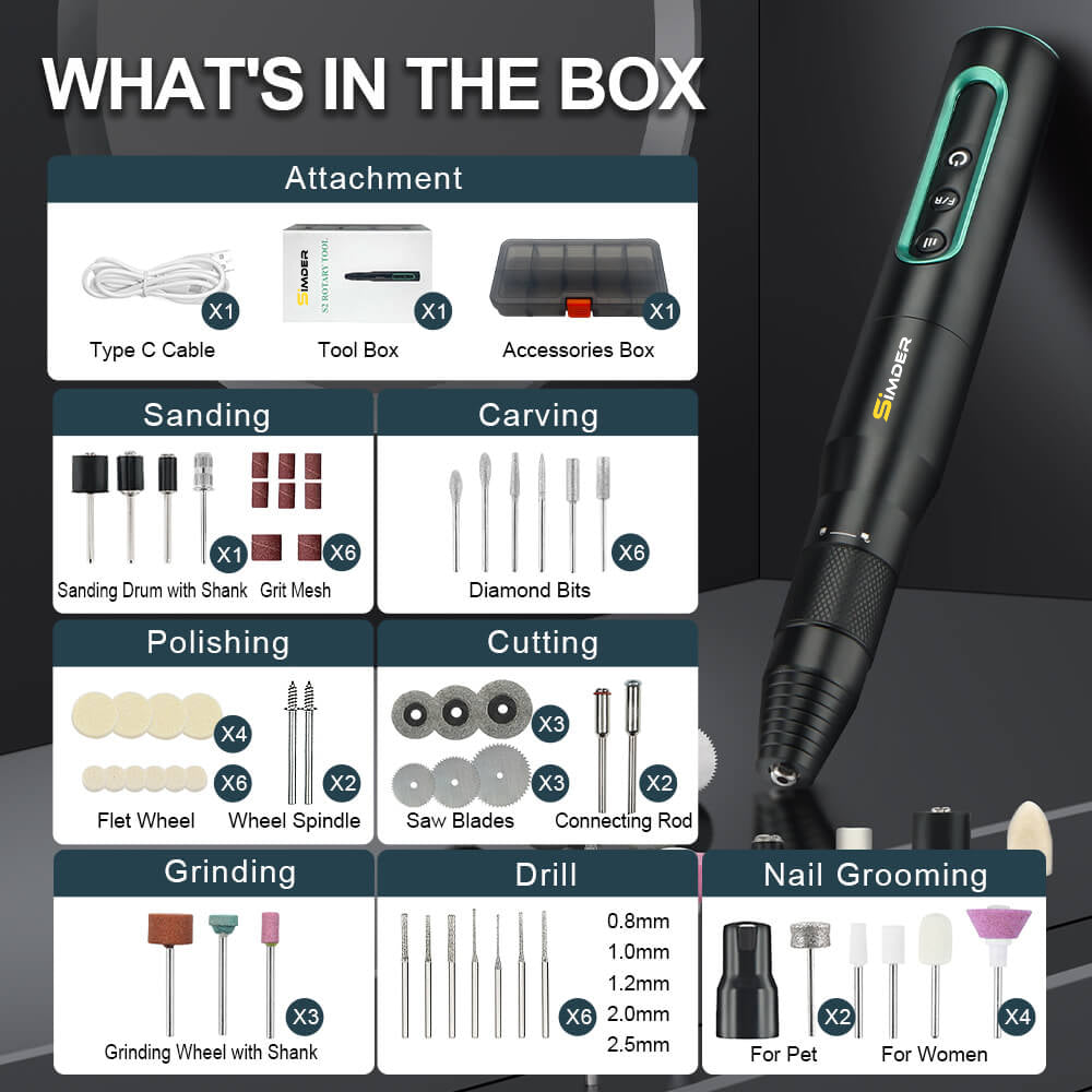 SSIMDER S2 Cordless Rotary Tool Kit with 80 Accessories - Professional Electric Rotary Tool for DIY, Woodworking, Metal Engraving & Crafts | Perfect for Home Repair, Jewelry Making & Hobby Projects