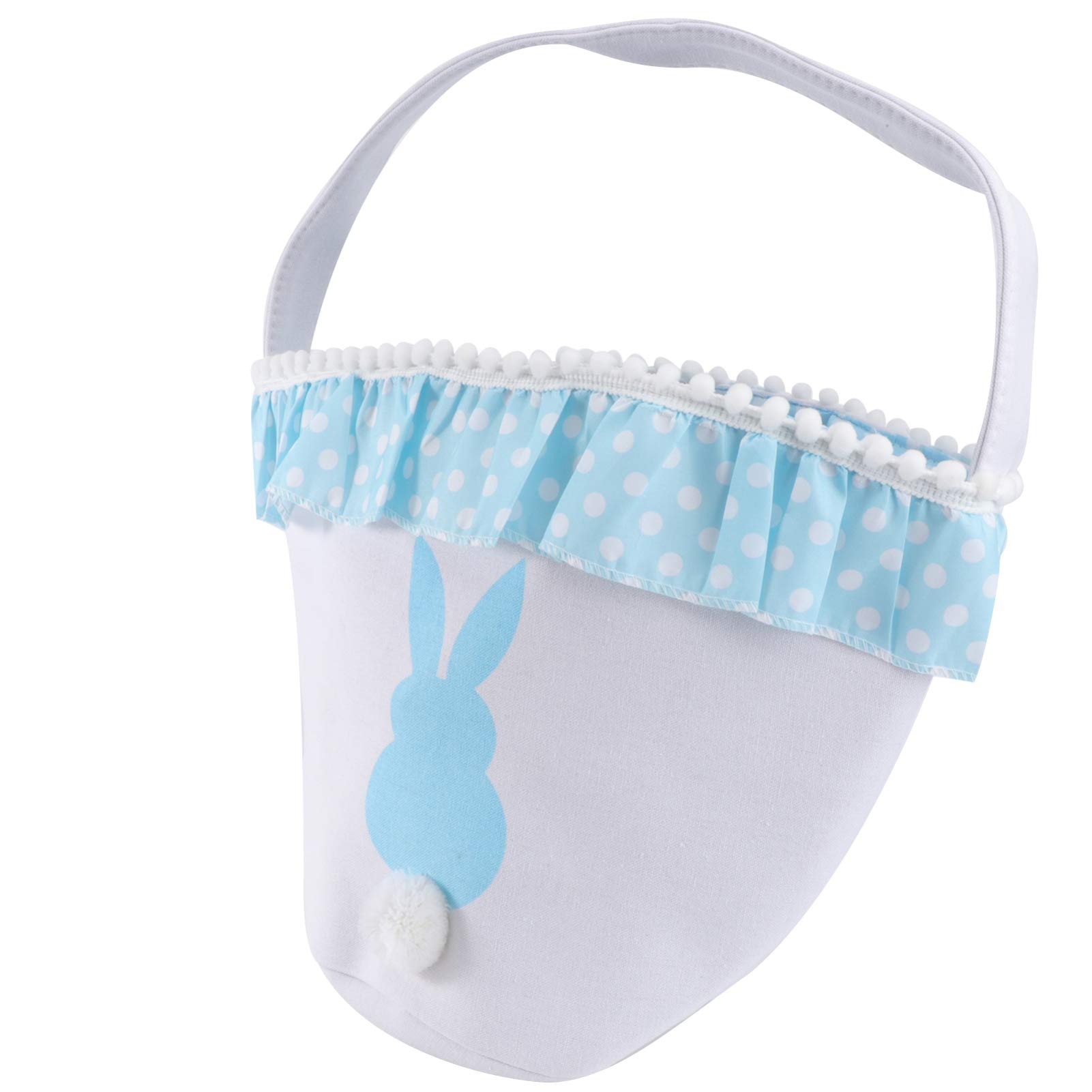 PRETYZOOM Easter Canvas Tote Bag - Bunny Themed Candy Basket & Egg Storage Bag for Easter Party Decorations (Blue) - Perfect for Easter Egg Hunts, Spring Celebrations and Baby Shower Decor