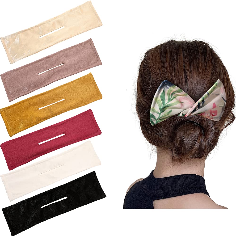 6Pcs Oversized French Twist Hair Bun Maker - Reusable Donut Shaper Cloth Clip for Women's Hairstyles (Solid A) | Perfect for Updos, Wedding, Prom & Everyday Styling