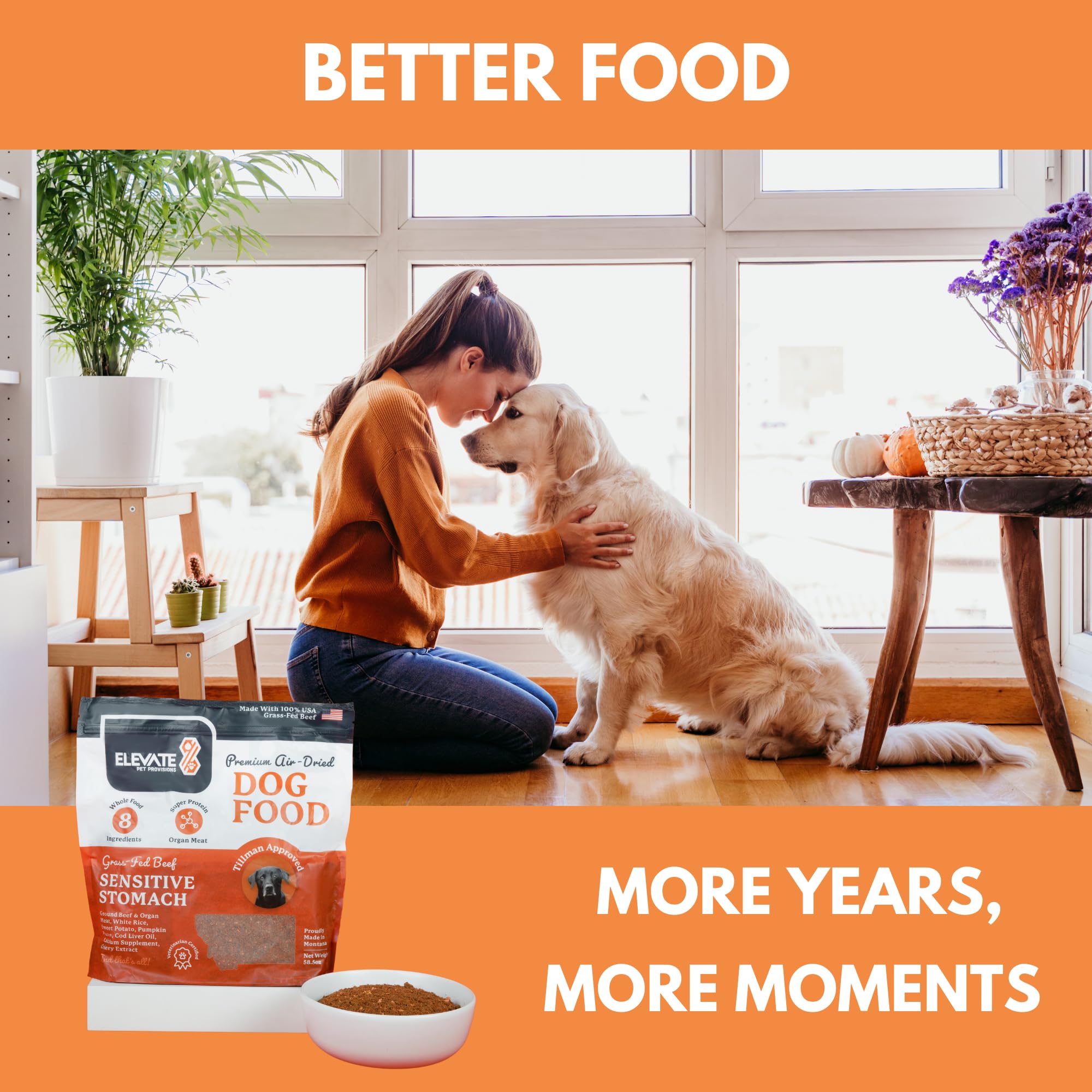 Premium Sensitive Stomach Dog Food - 100% Human-Grade Air-Dried Beef Recipe | Limited Ingredient, All-Natural Dog Food Made with USA Grass-Fed Beef | Dehydrated Complete Meal or Food Topper for Dogs with Digestive Issues (3.65lb) - Perfect for Picky Eaters & Dogs with Food Allergies