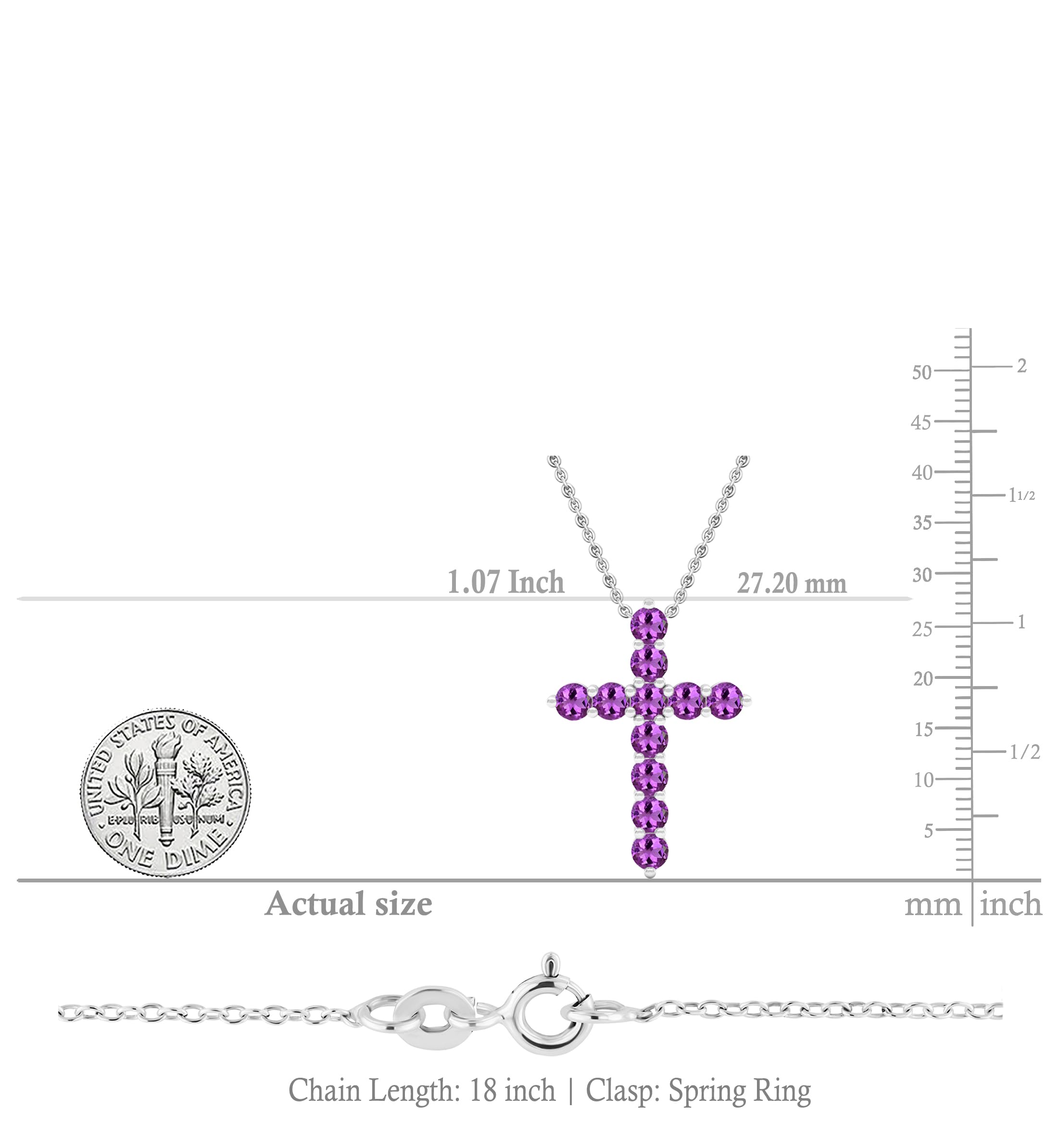 Dazzlingrock Collection Round Amethyst Women's Cross Pendant Necklace with Sterling Silver Chain - Elegant Jewelry Gift for Women, Perfect for Christmas, Birthday & Anniversary Gifts