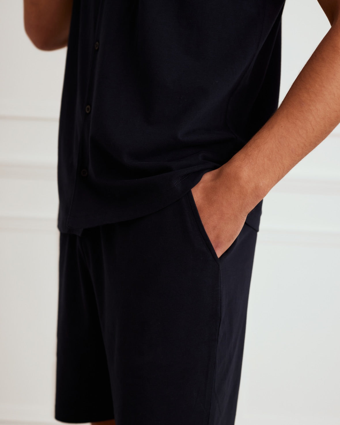 Organic Cotton Button-Up Short Pajama Set for Women - Navy Blue Sleepwear, Comfortable & Breathable Nightwear for Summer, Lounge & Travel