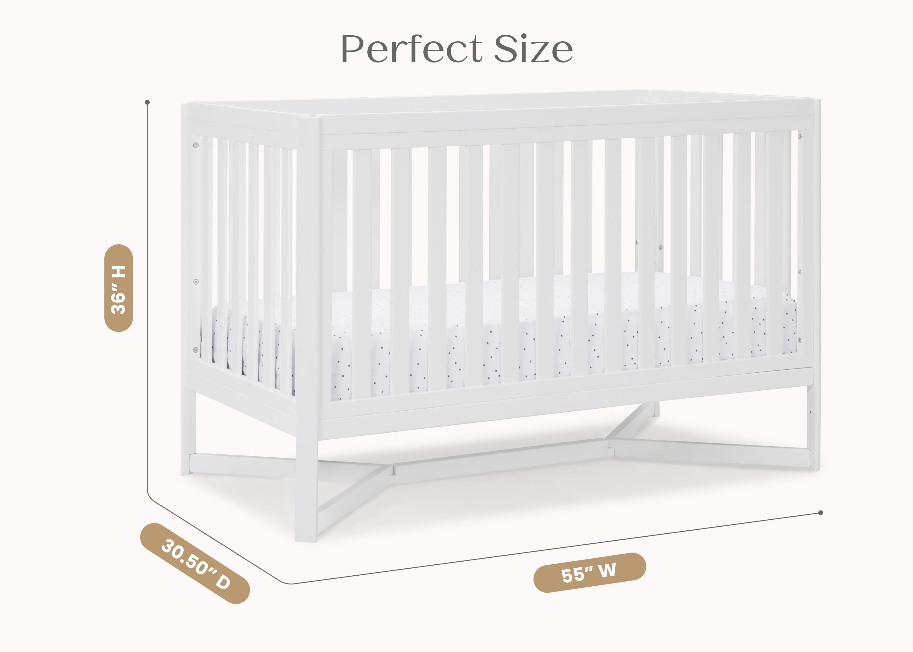 Tribeca 4-in-1 Convertible Baby Crib - White Nursery Furniture for Newborn to Toddler Bed - Perfect for Modern Nursery Rooms & Daycare Centers