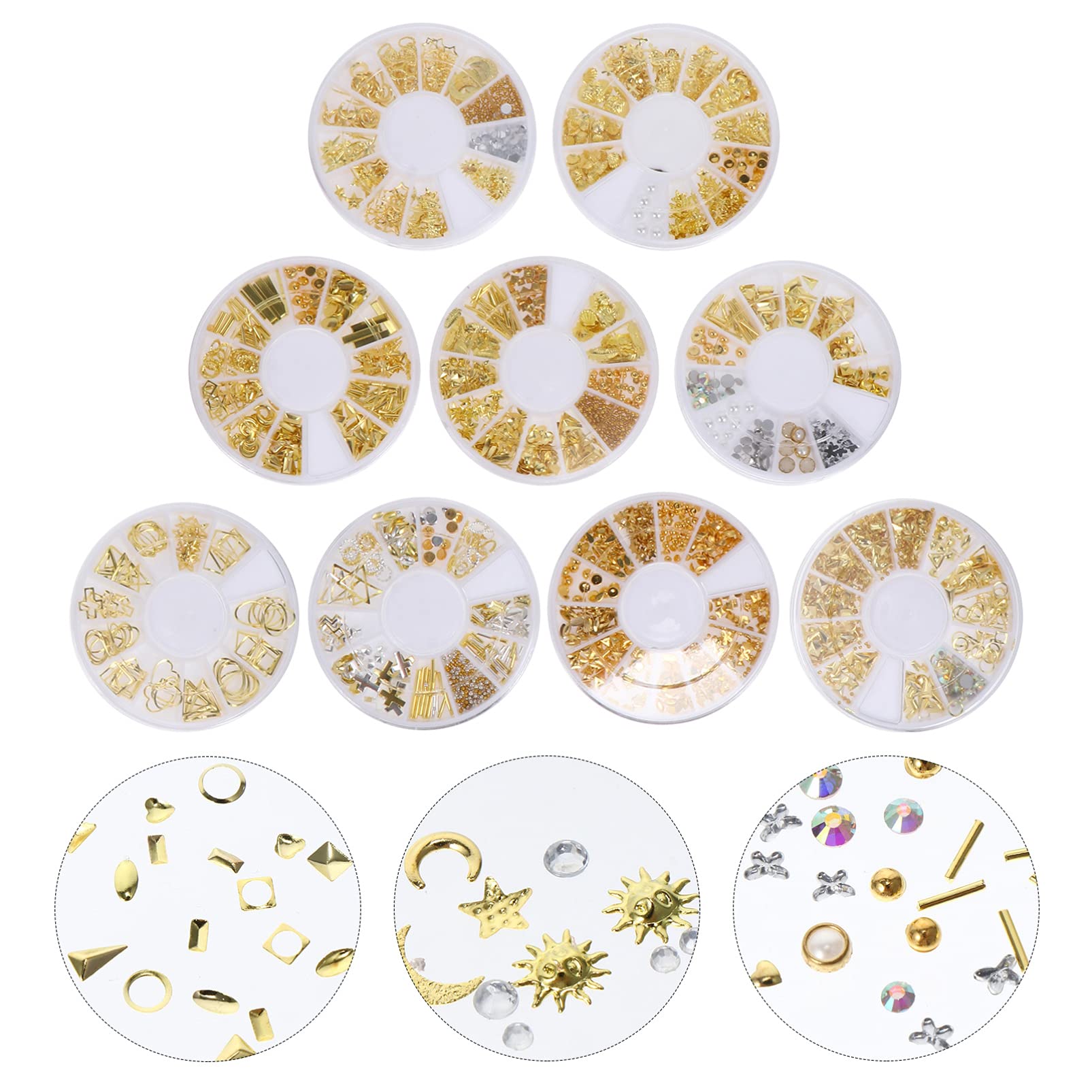 Minkissy 9-Piece Nail Art Kit with Rhinestones, Decals & Metal Rivets - DIY Manicure Accessories for Professional & Home Nail Art - Perfect for Bridal, Party & Salon Nail Designs