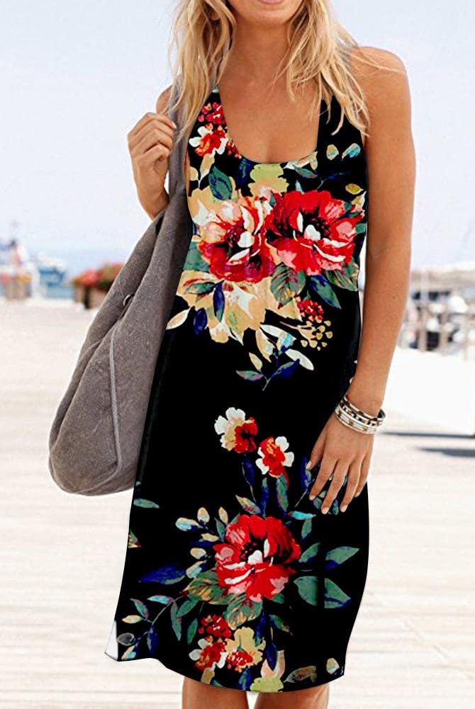 Camisunny Women's Casual Loose Tank Dress - Sleeveless Beach Vacation Sundress with U-Neck & Pleated Swing Design | Soft Comfortable Fabric for Summer, Travel, and Outdoor Activities