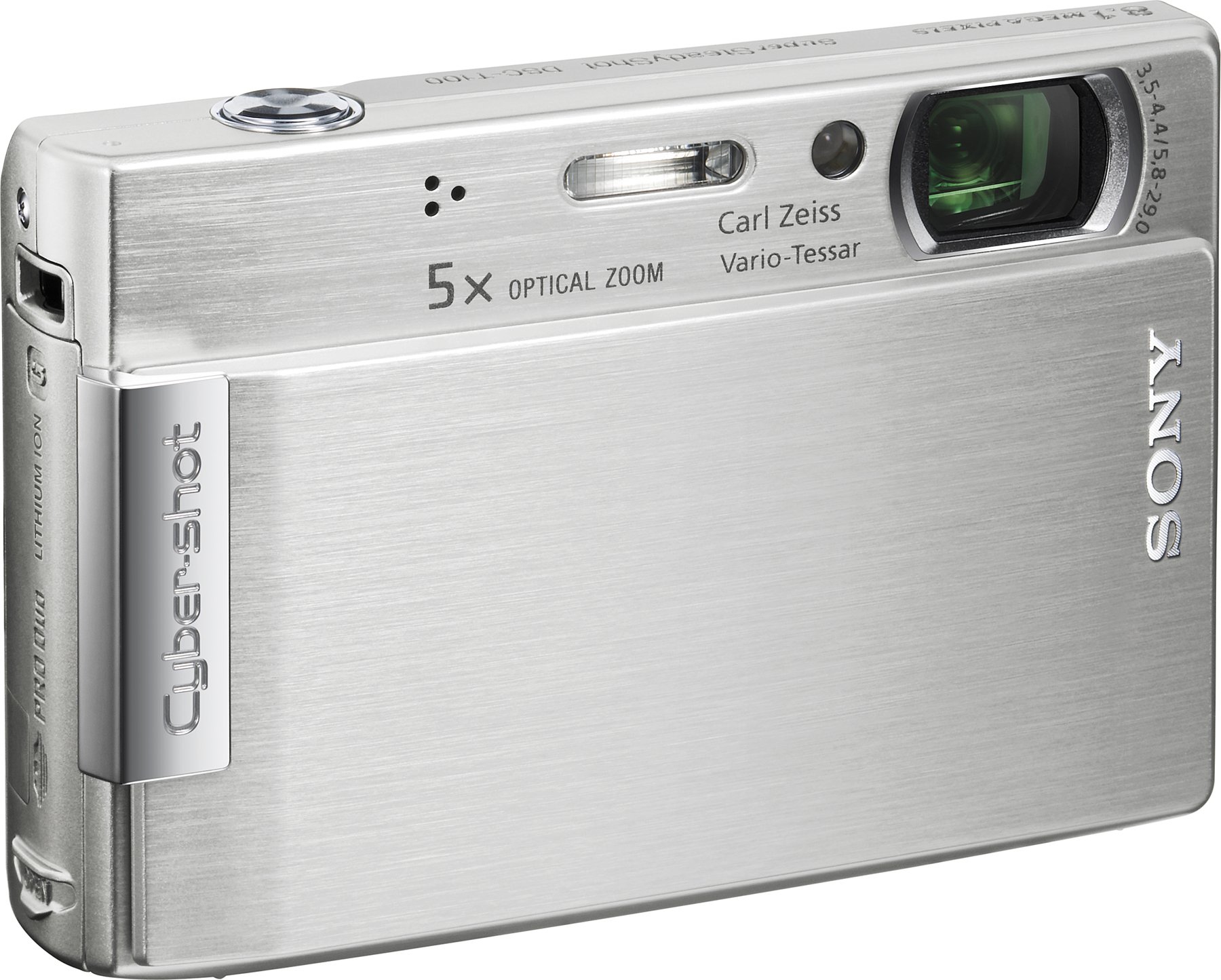 Sony Cybershot DSC-T100 8MP Digital Camera with 5x Optical Zoom & Super Steady Shot - Silver | Compact Point & Shoot for Travel, Vlogging & Everyday Photography