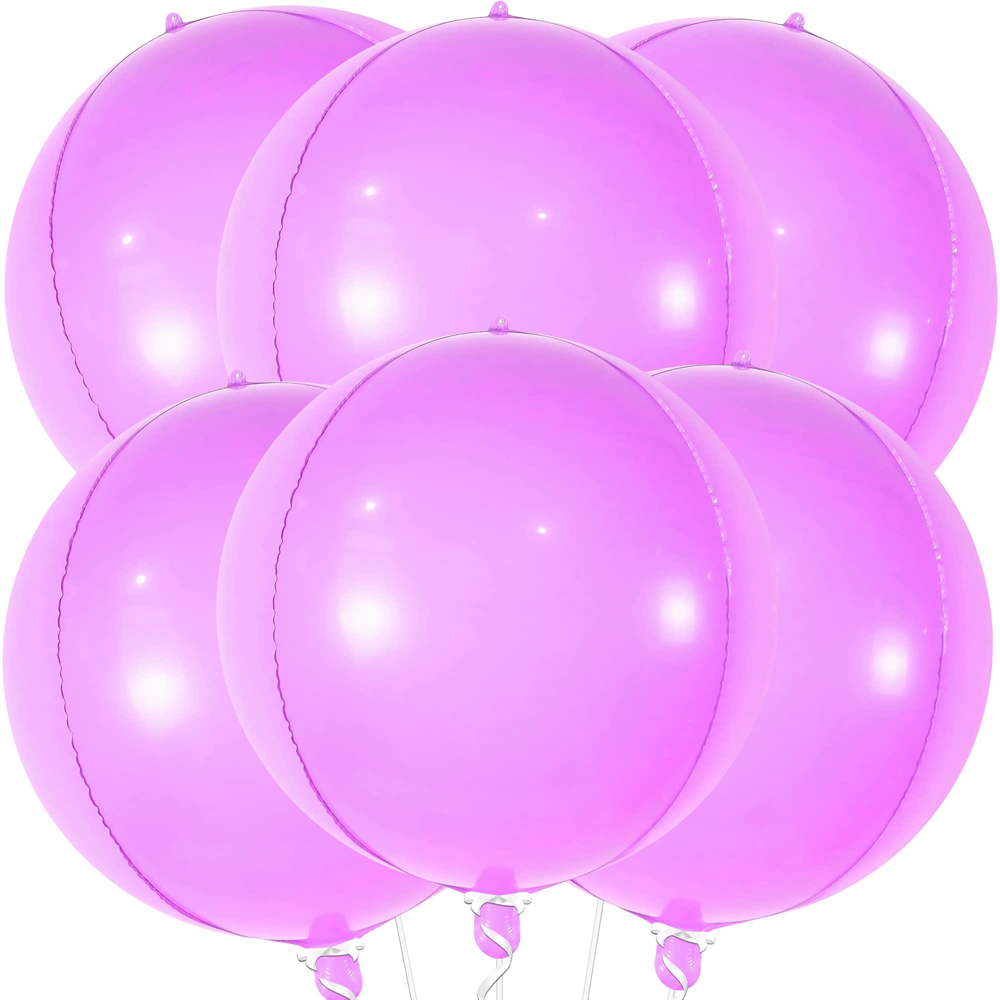 Katchon 22 Inch Pastel Purple Mylar Balloons - Pack of 6 | 360 Degree 4D Foil Balloons for Baby Showers, Birthday Parties & Decorations | Perfect for Unicorn Themed Events, Gender Reveals & Wedding Decor