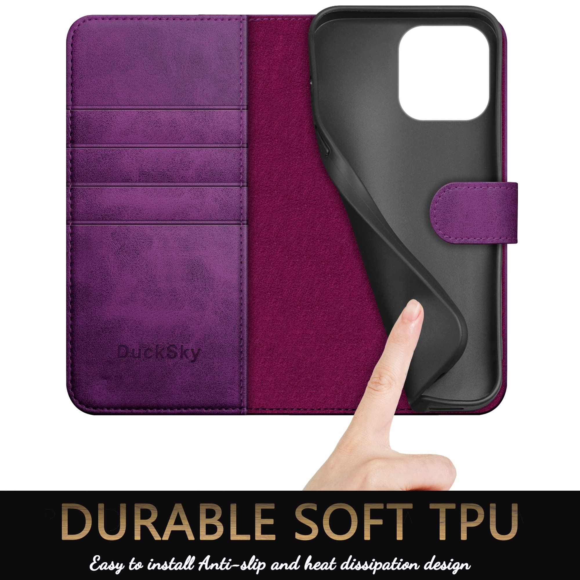 Genuine Leather Wallet Case for iPhone 15 Pro Max 6.7