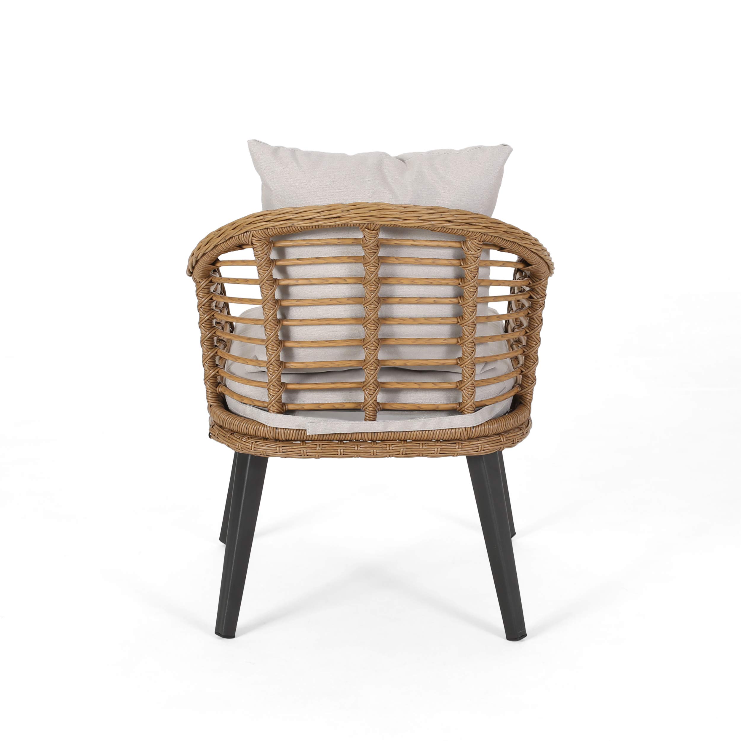 Premium Outdoor Wicker Club Chairs with Cushions (Set of 2) - Light Brown & Beige - Weather-Resistant Patio Furniture for Poolside, Garden, or Deck Relaxation