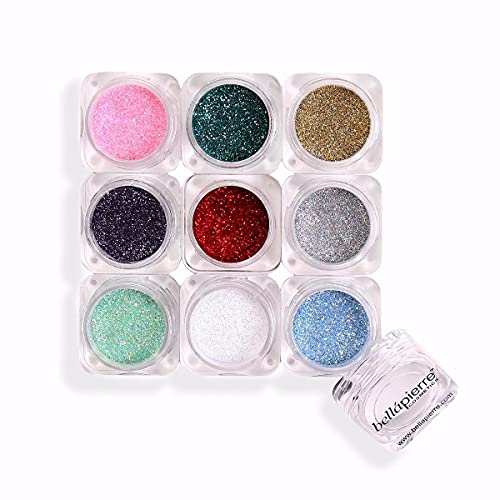 BellaPierre Vegan & Cruelty Free Shimmer Powder Stack - 9 Paraben-Free Pressed Glitter Eyeshadows for Party & Night Out Makeup Looks