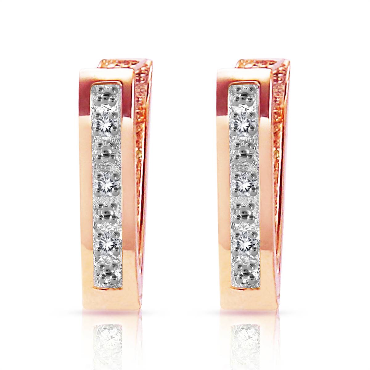 0.04 Carat 14K Solid Rose Gold Oval Huggie Earrings with Diamond - Perfect for Everyday Wear, Date Nights & Special Occasions